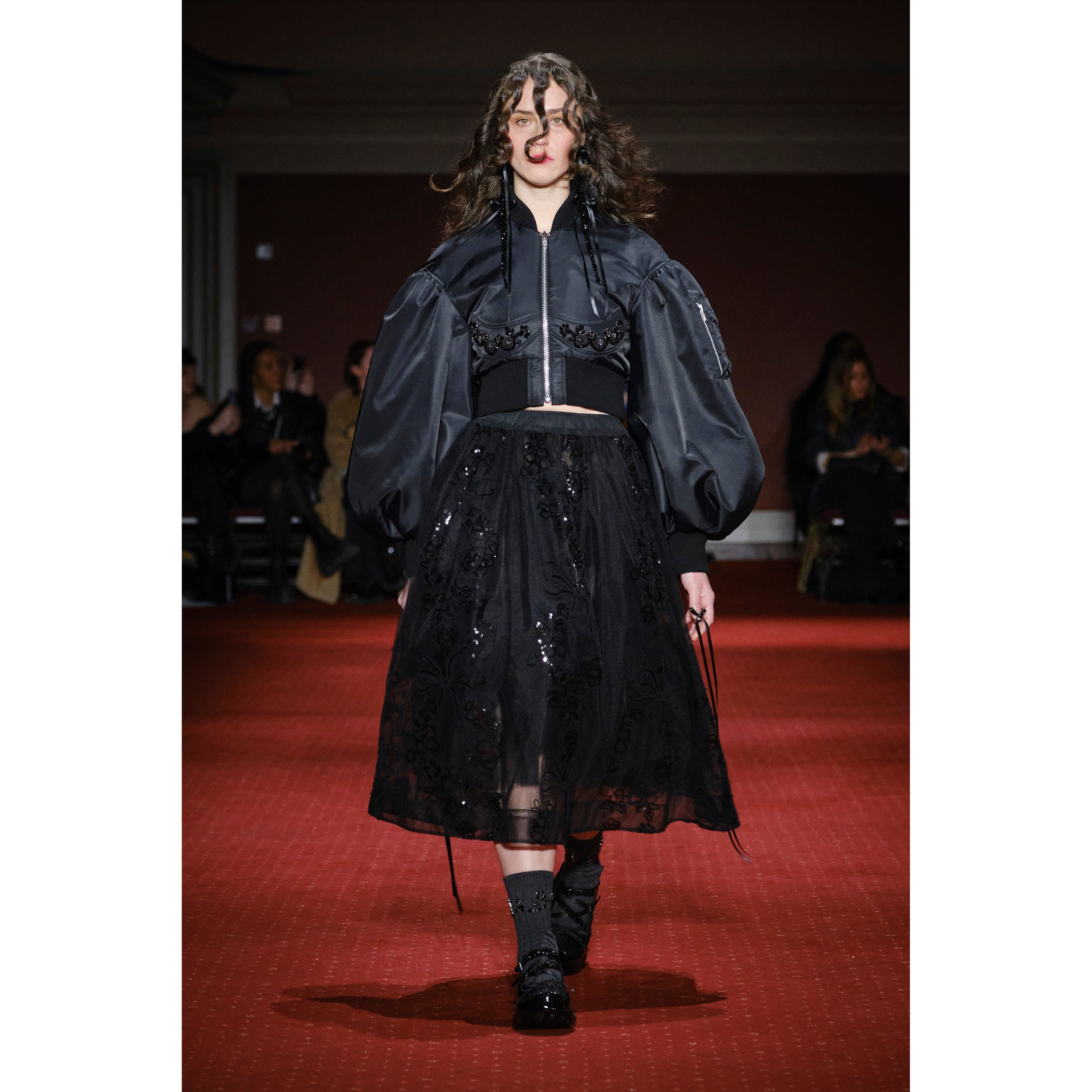 Simone Rocha Cropped Embellished Bomber Jacket