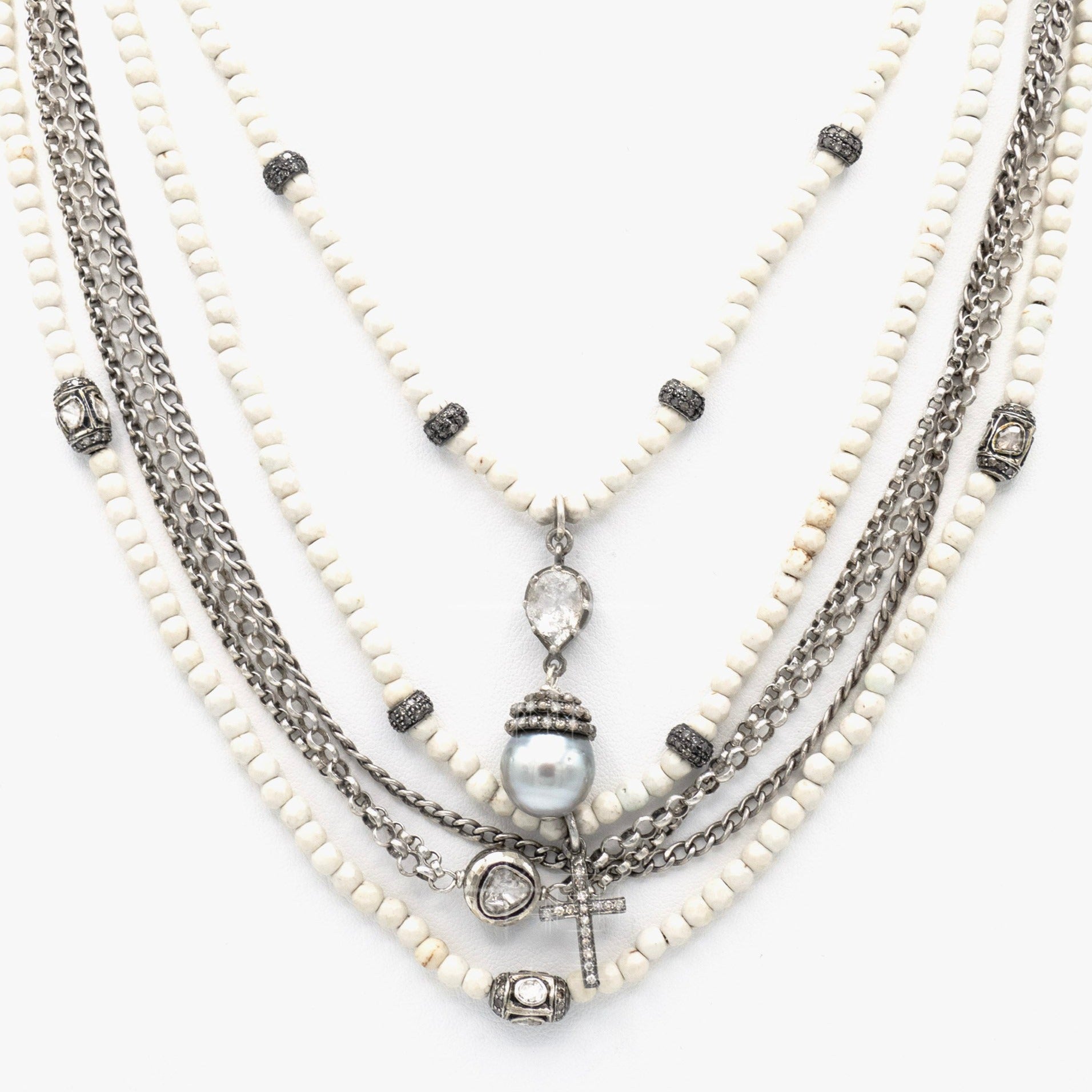 AM Studio Beaded Necklace WIth Tahitian Pearl