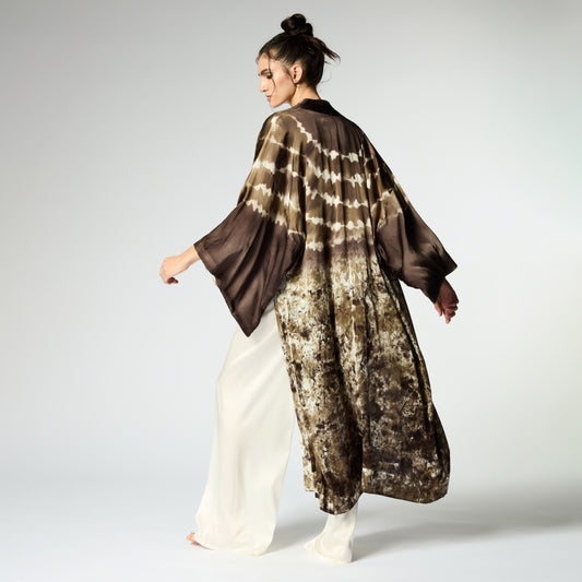 Batik Camo Effect Silk Kimono