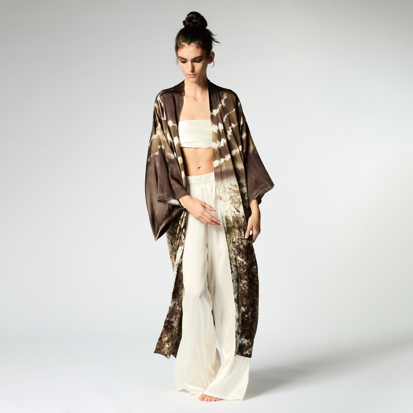 Batik Camo Effect Silk Kimono