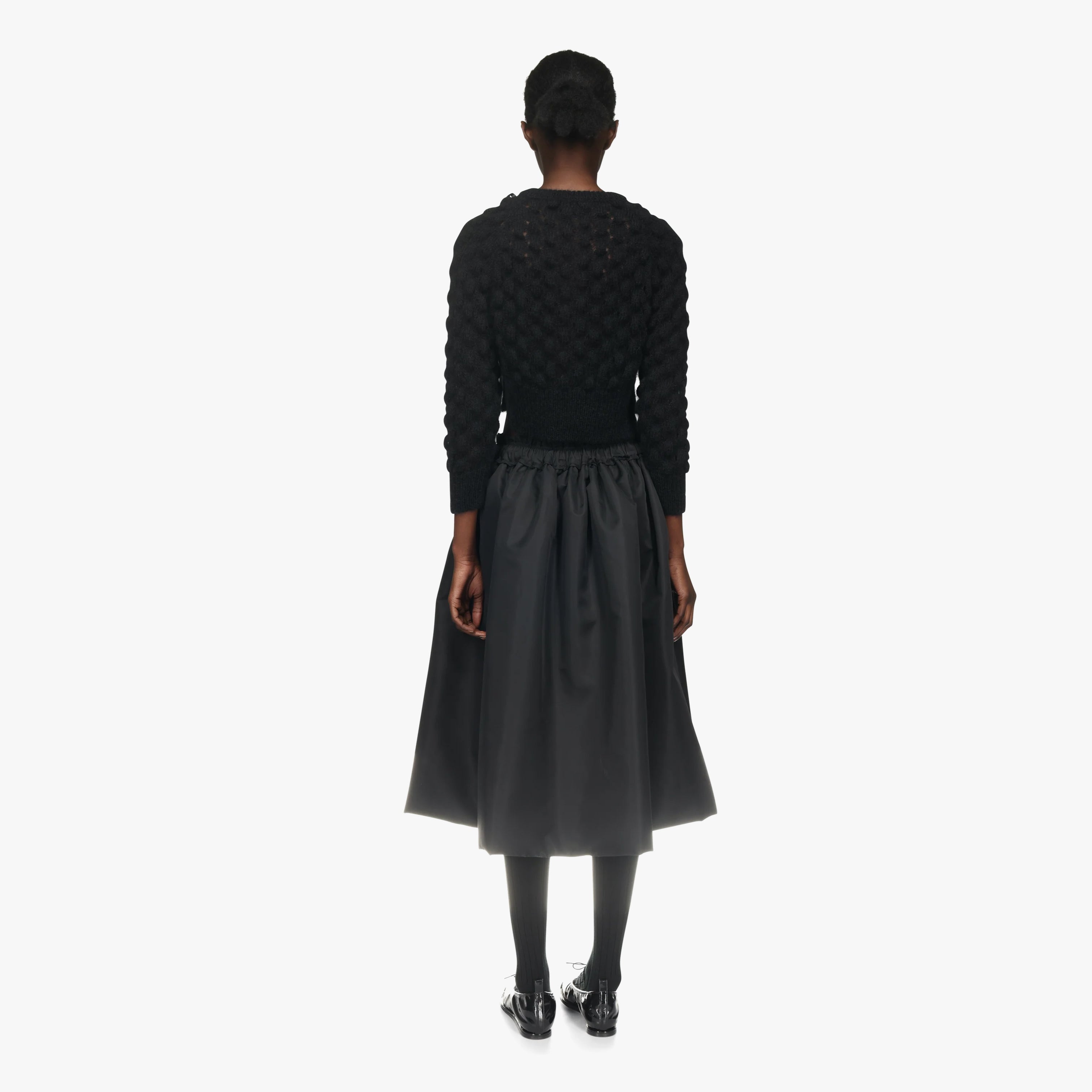 Simone Rocha Long Sleeve Bubble Knit Cardigan With Bow Detail