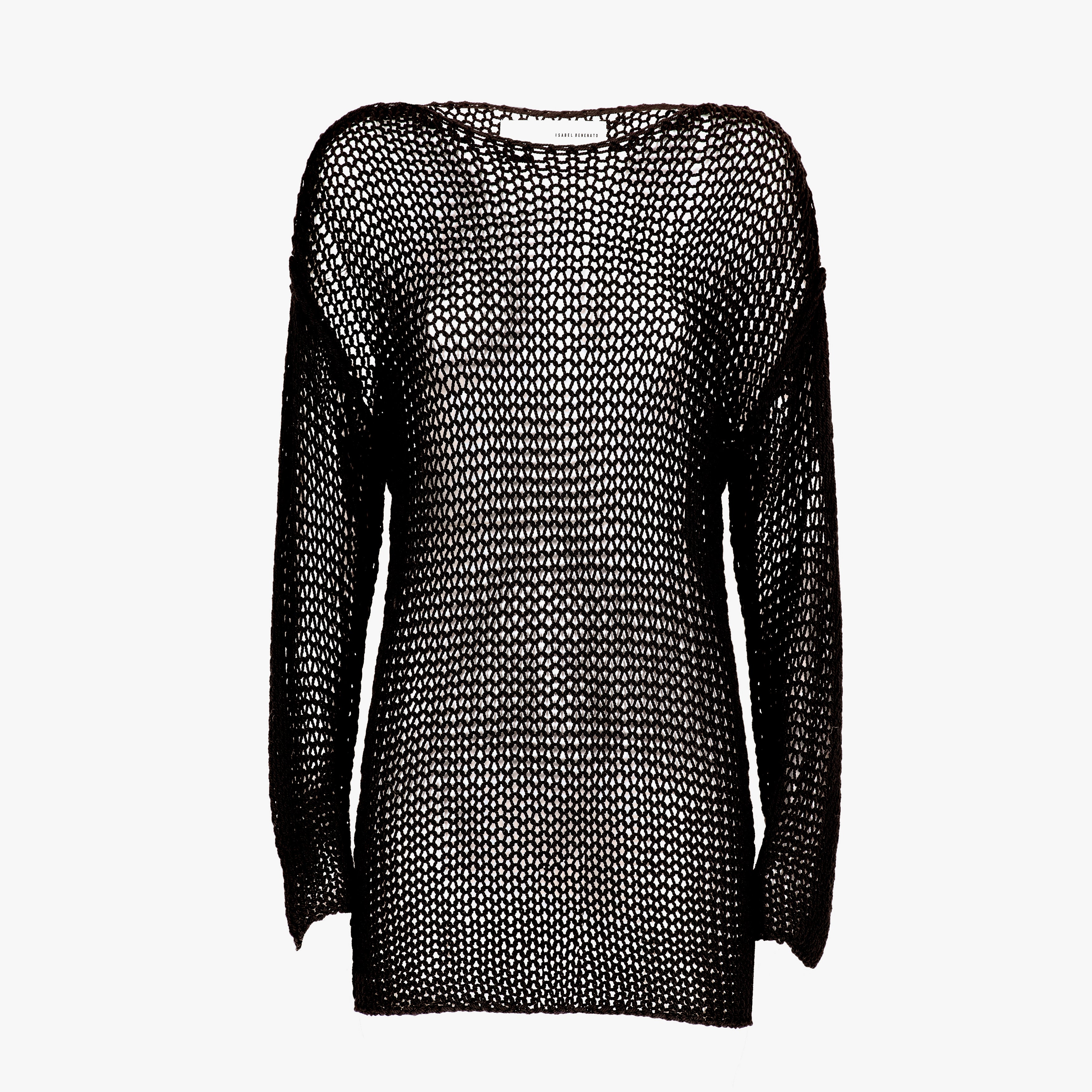 Isabel Benenato Cotton Mesh Knit Sweater
