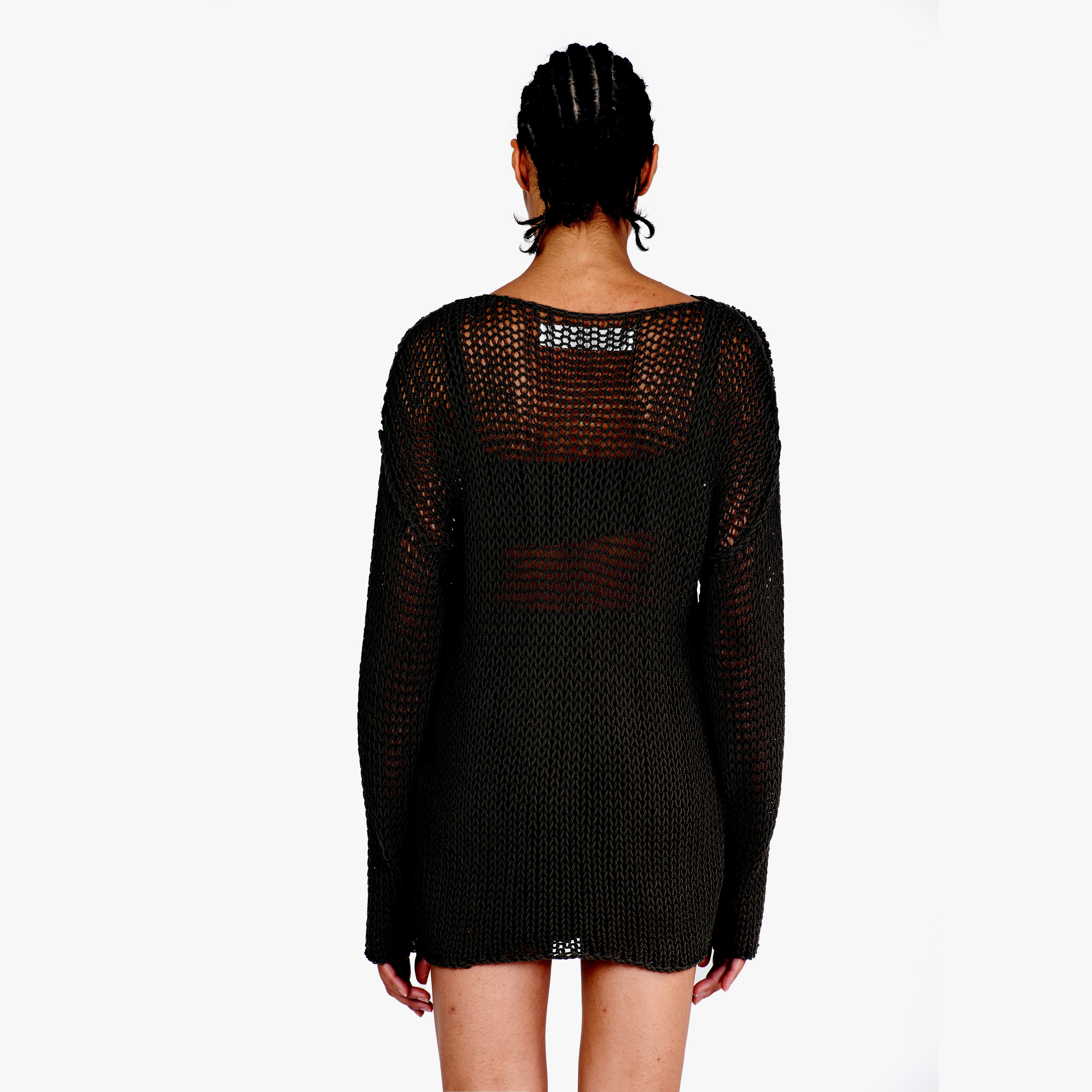 Isabel Benenato Cotton Mesh Knit Sweater