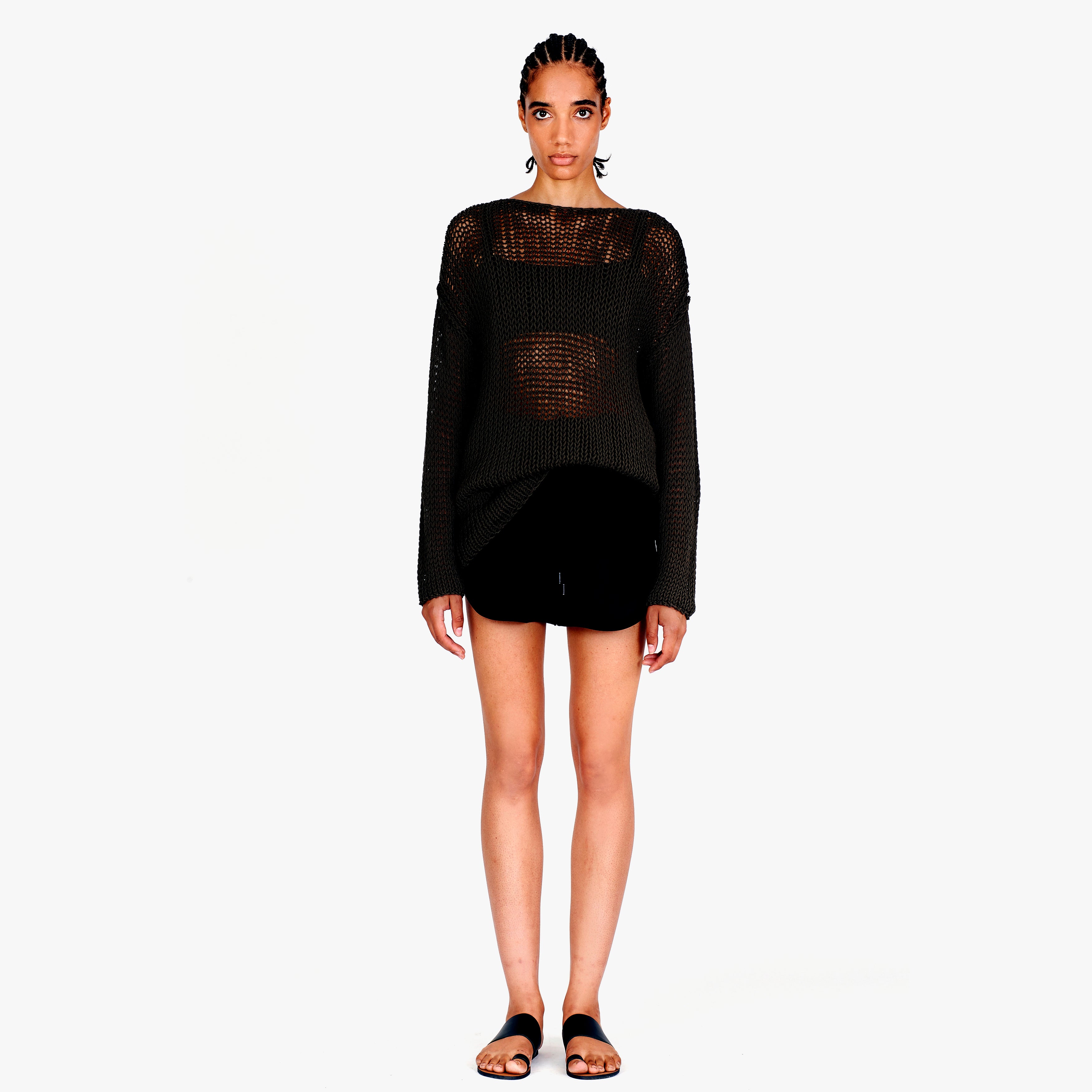 Isabel Benenato Cotton Mesh Knit Sweater