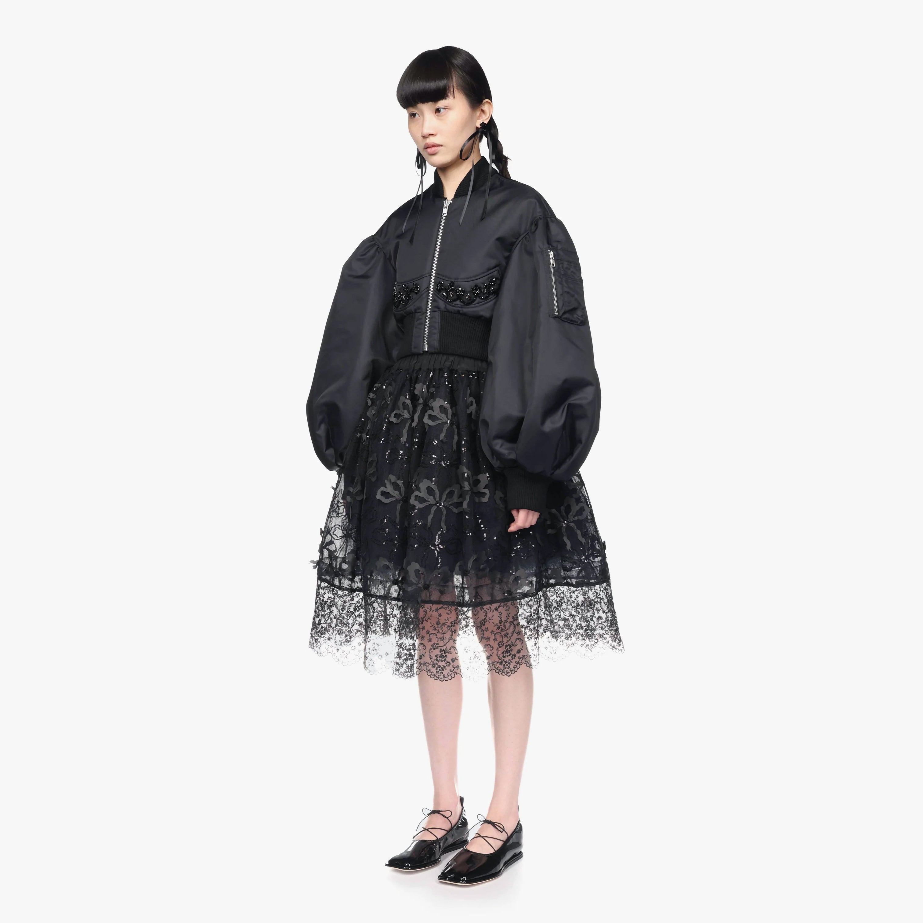 Simone Rocha Cropped Embellished Bomber Jacket