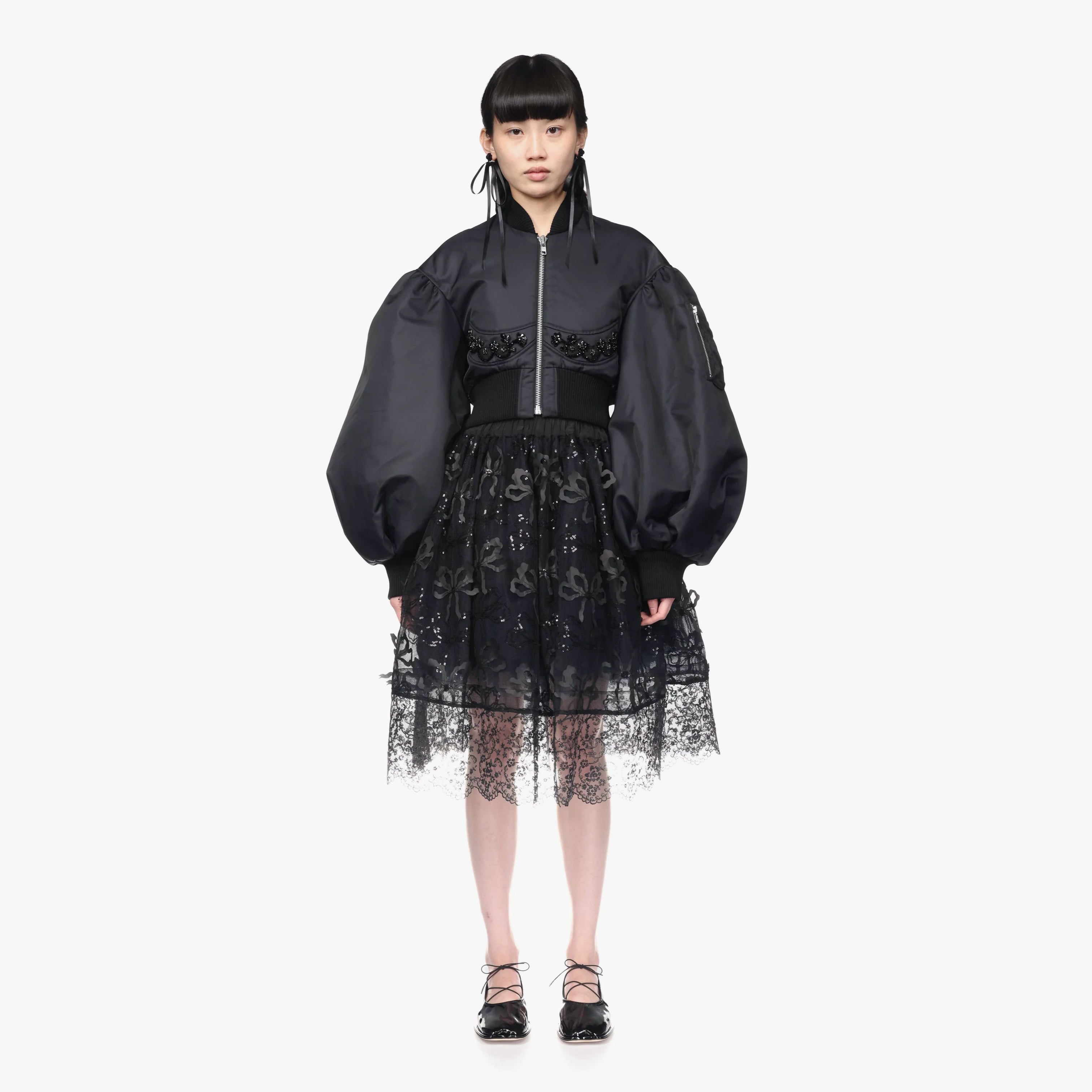 Simone Rocha Cropped Embellished Bomber Jacket