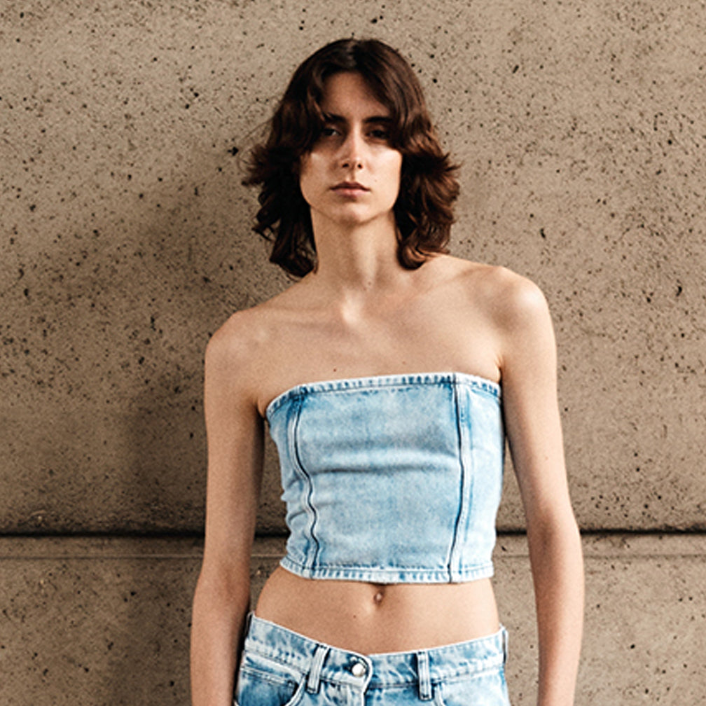 Nude Denim Tube Top