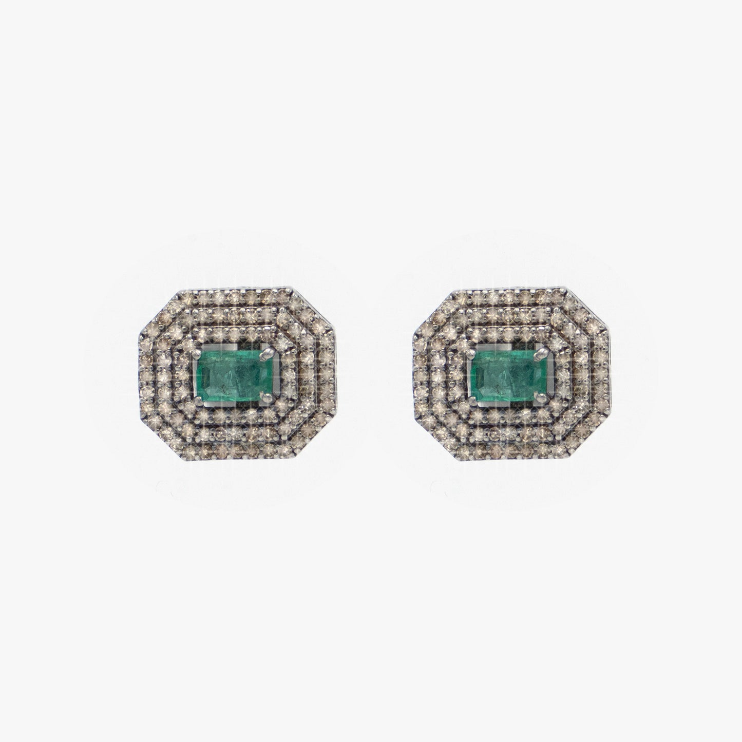 Emerald and Diamonds Studs