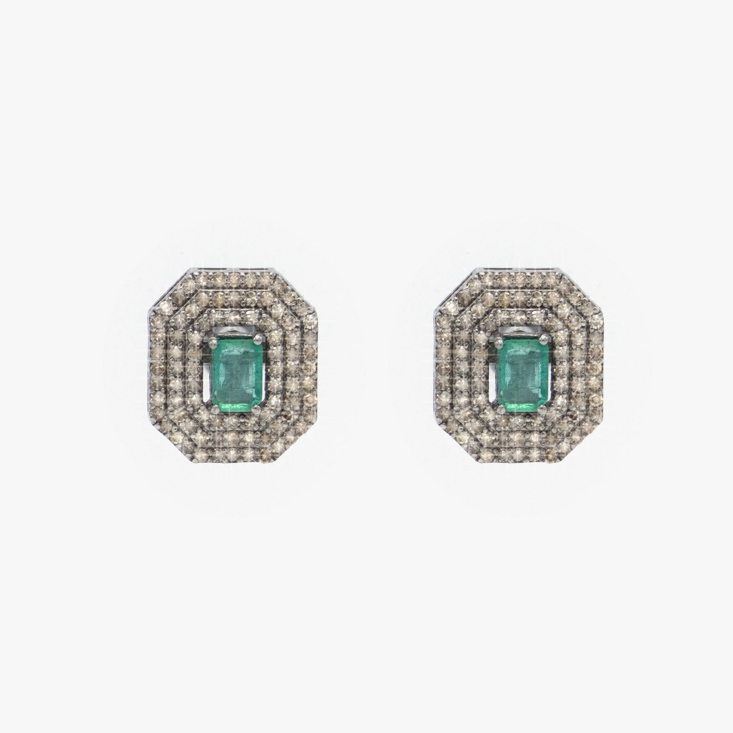 Emerald and Diamonds Studs