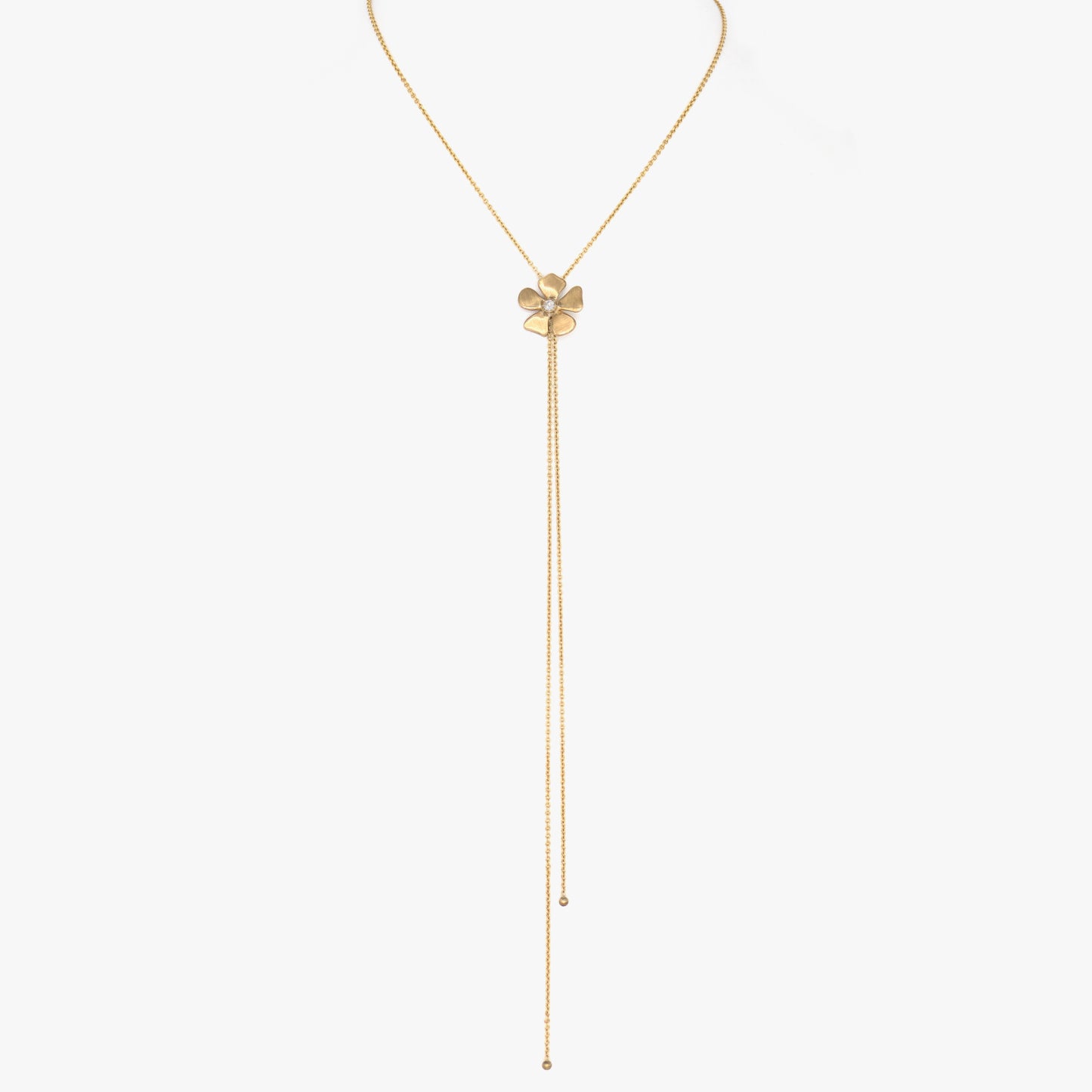 Gold & Diamond Flower Lariat Necklace
