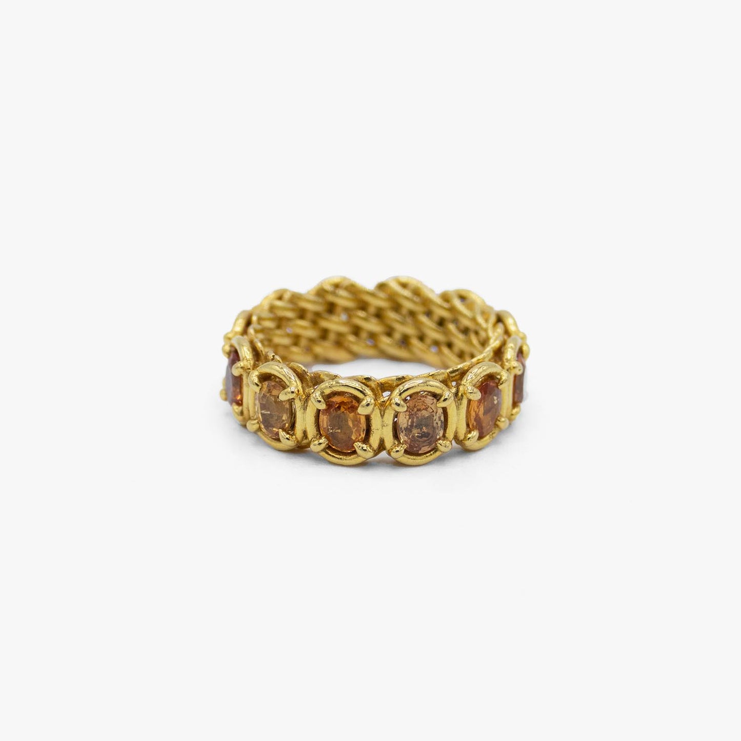 Woven Crown - 18K Gold and Orange Sapphire Rings