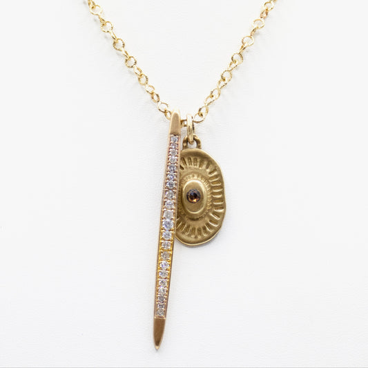 Double Pendant Gold and Diamond Necklace