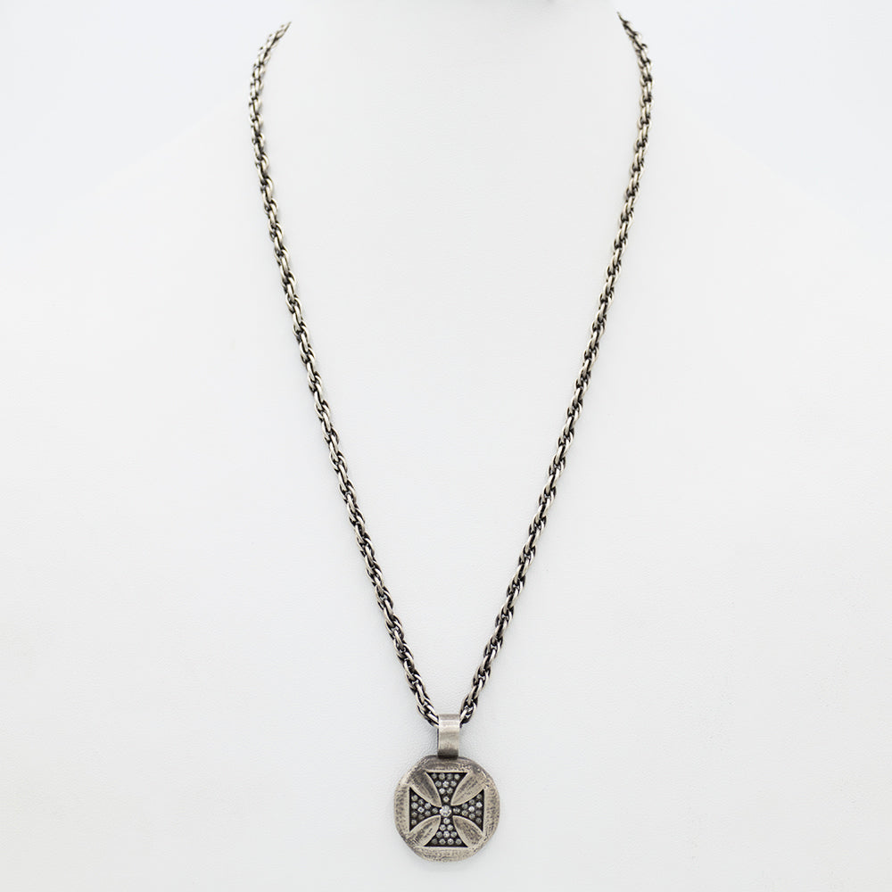 Diamond and Sterling Silver Cross Necklace