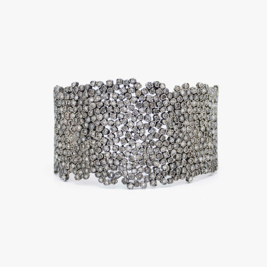 Pave Diamond and Sterling Silver Cuff