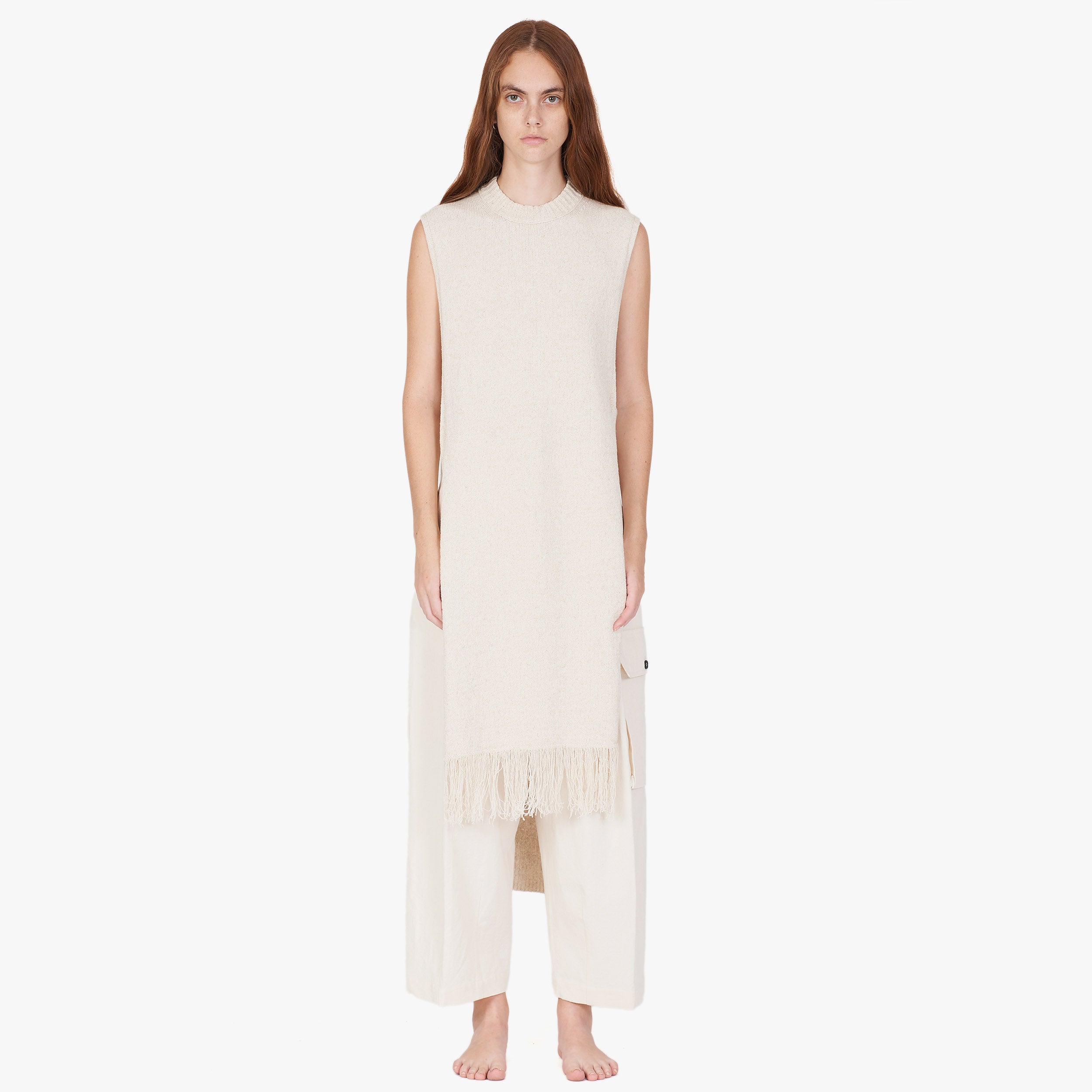 Isabel Benenato Fringed Cotton Linen Knit