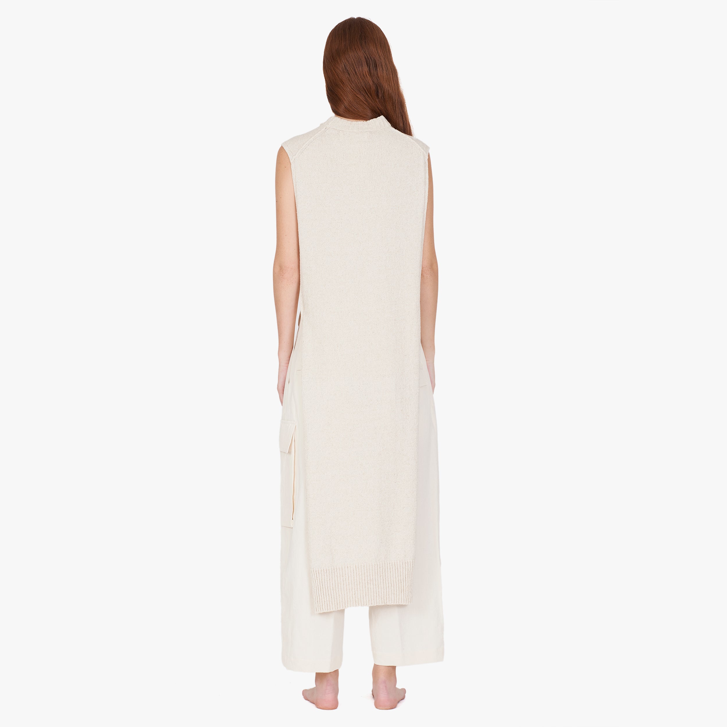Isabel Benenato Fringed Cotton Linen Knit