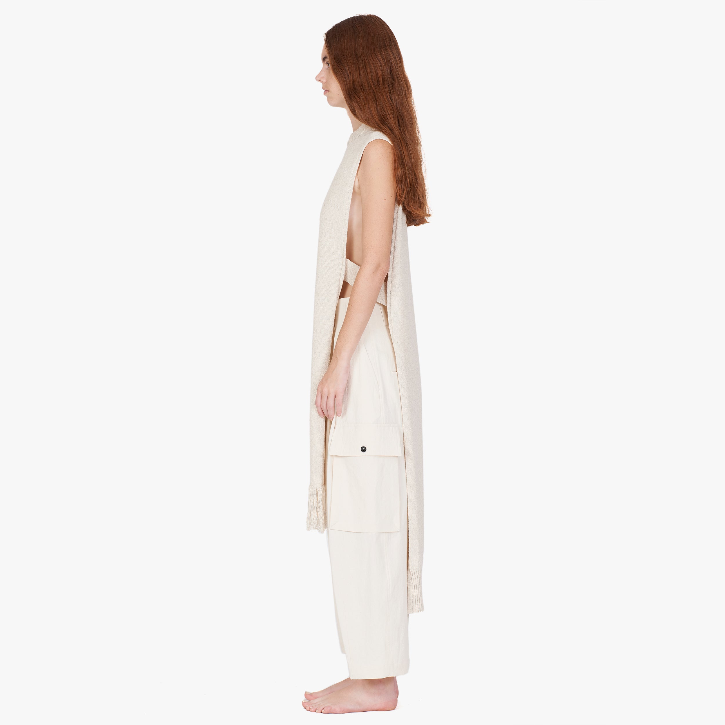 Isabel Benenato Fringed Cotton Linen Knit
