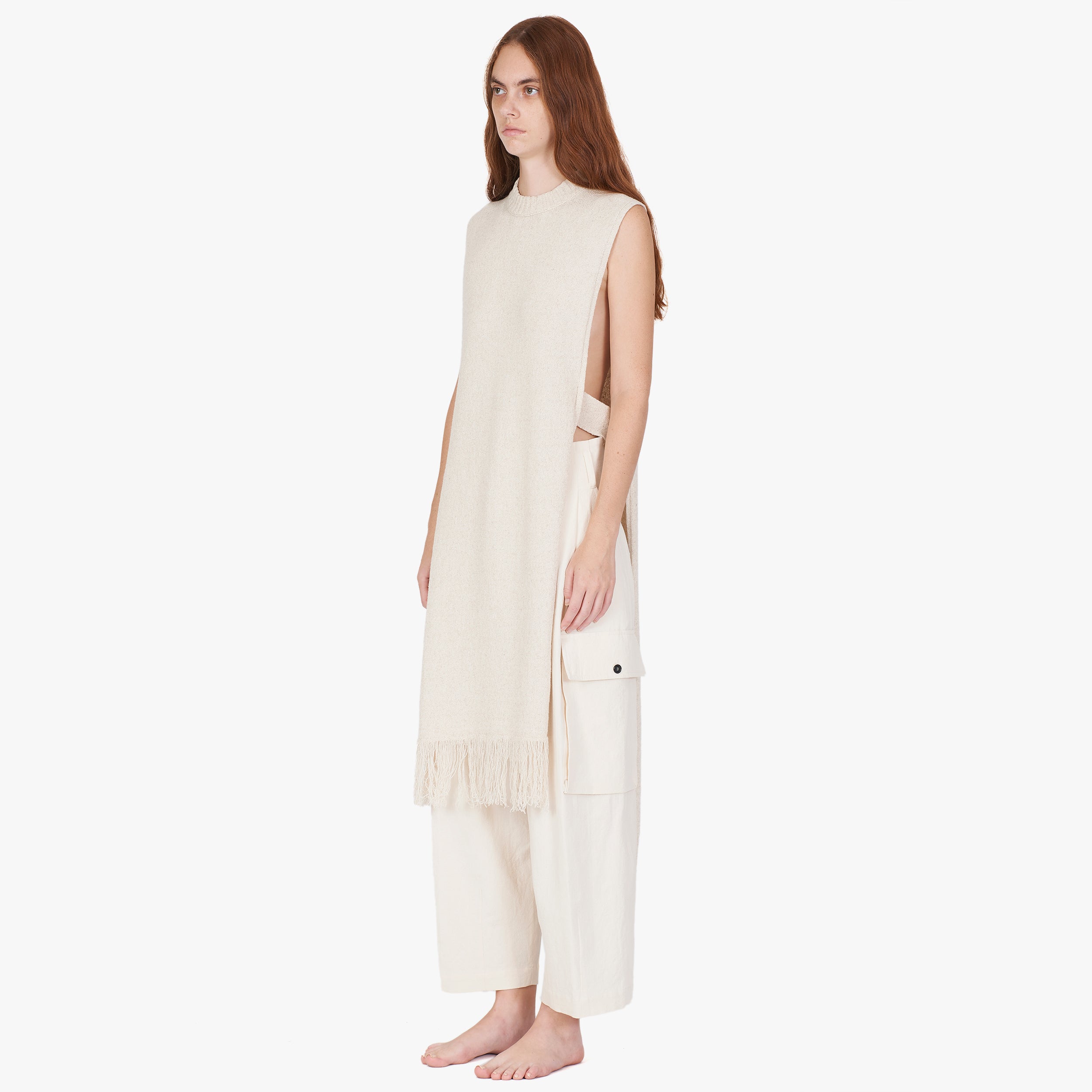 Isabel Benenato Fringed Cotton Linen Knit