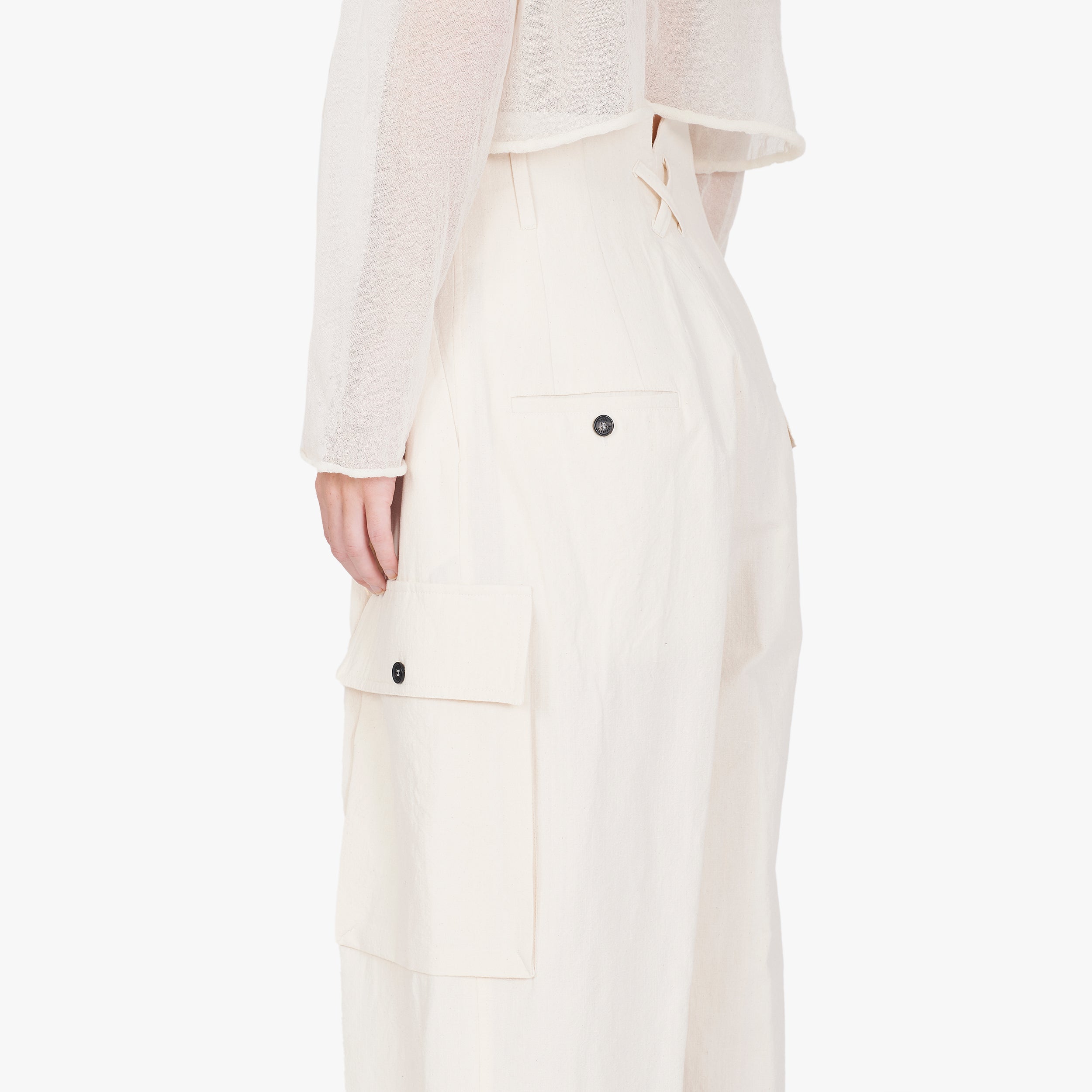 Isabel Benenato Cotton Linen Wide Cropped Pant