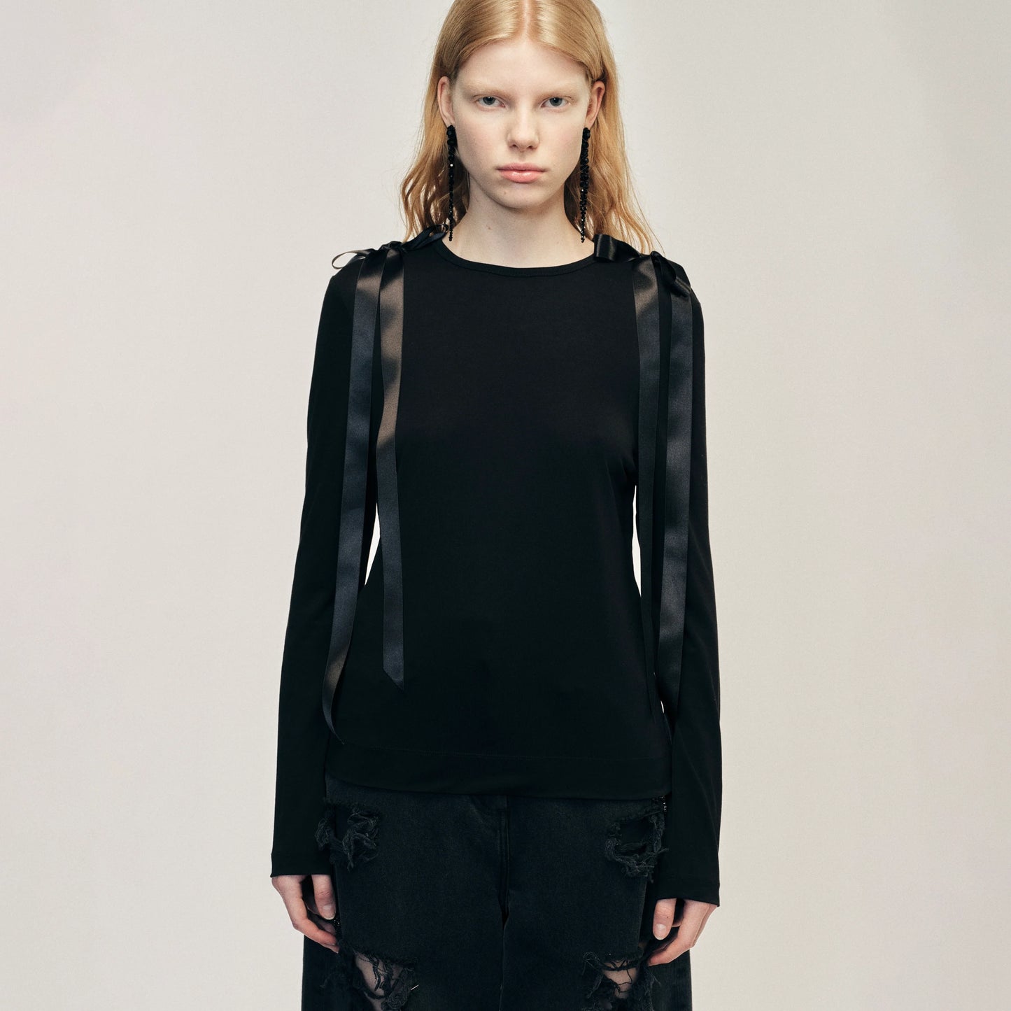 Bow Ribbon Tail Long Sleeve T-Shirt