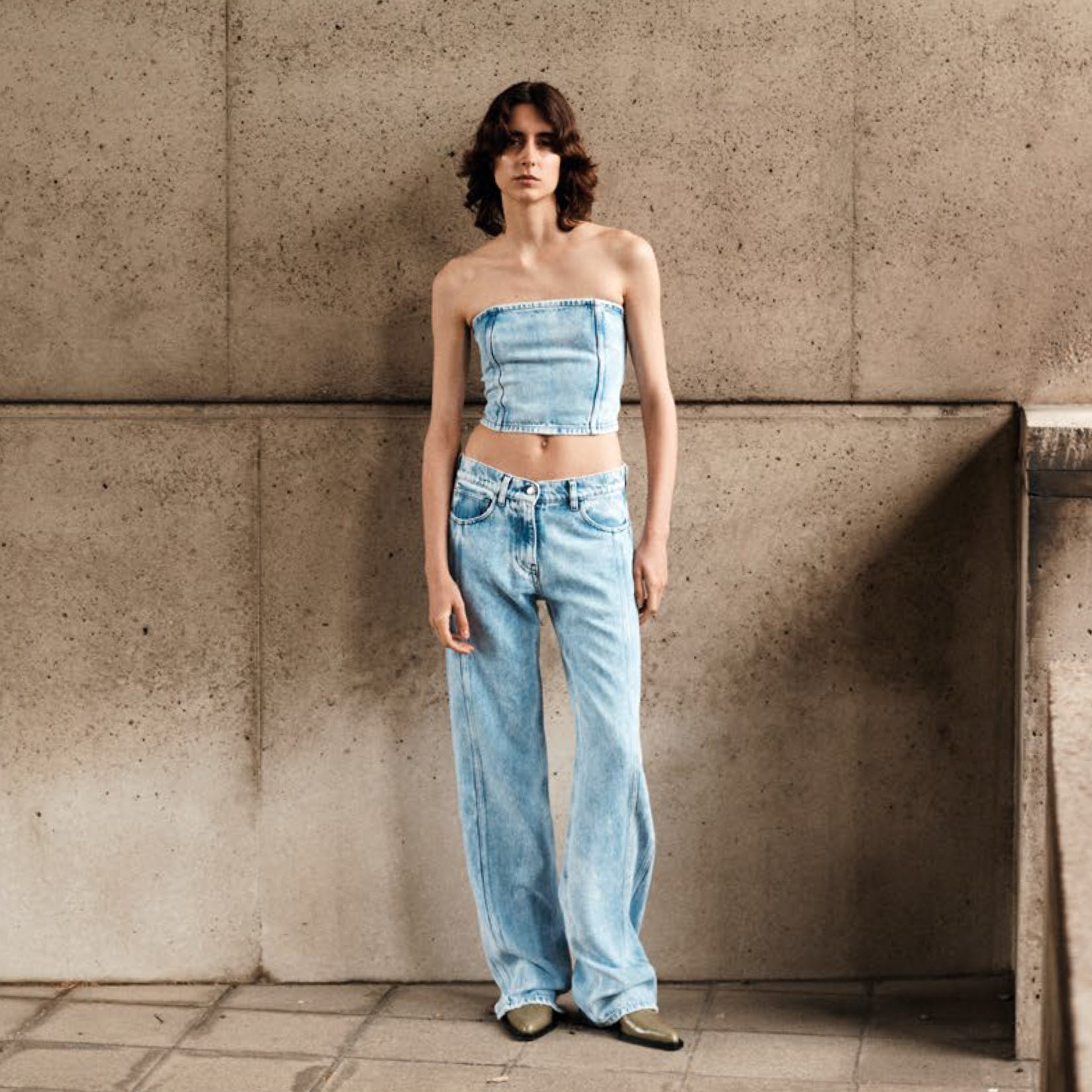 Nude Denim Tube Top