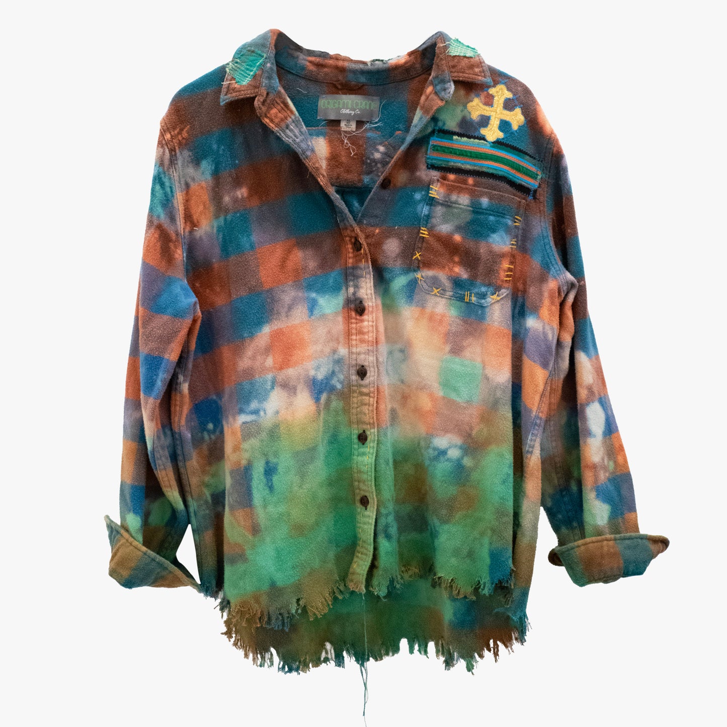 Over-dye Long Flannel with Sequin Bird