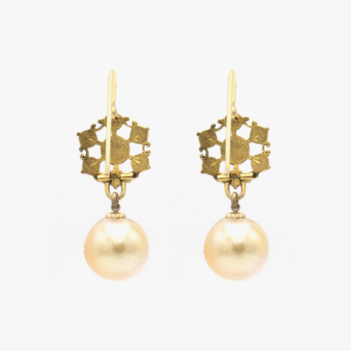 Antique Portuguese Gold and South Sea Pearl Earrings