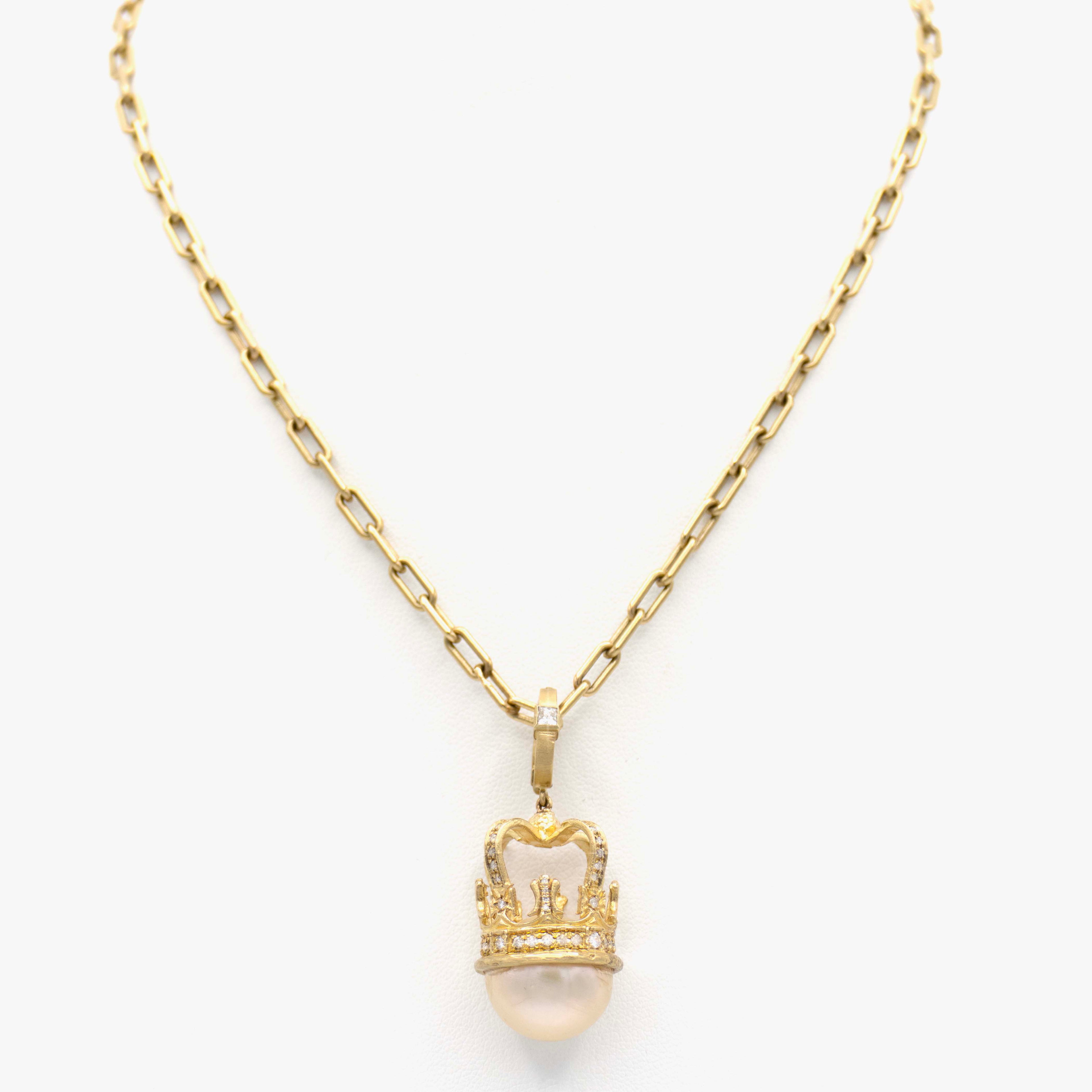 Irit Design 10K Gold and Diamond Crown Necklace