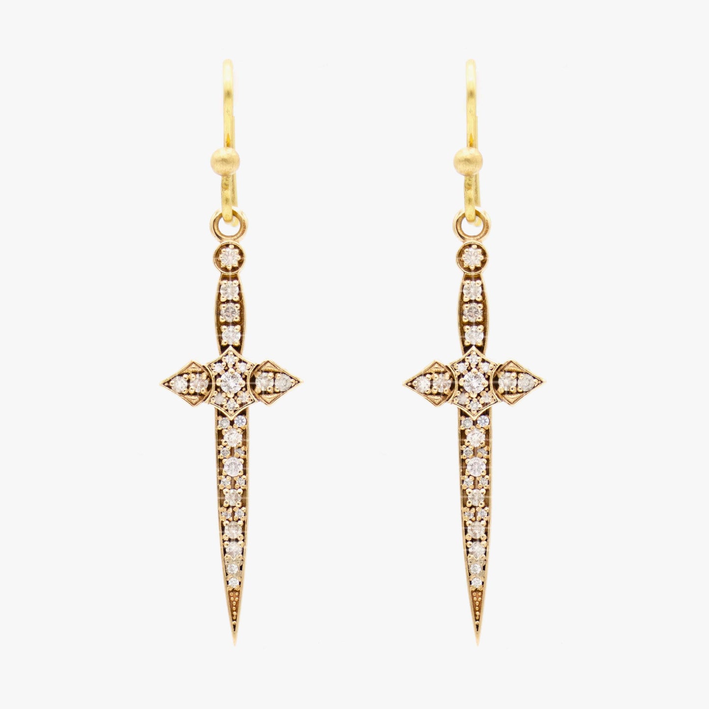 10K Gold and Diamond Dagger Earrings