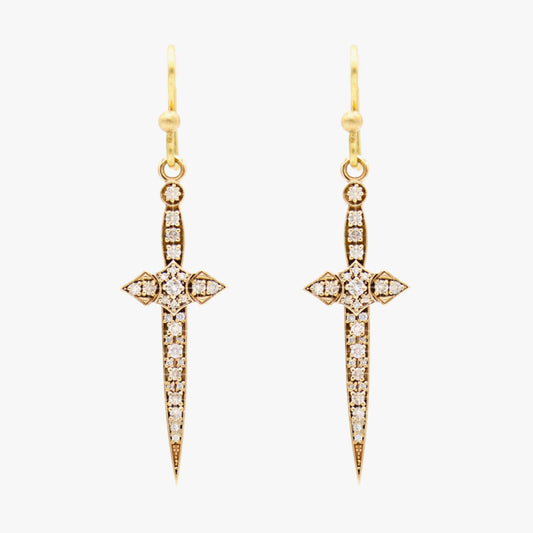 10K Gold and Diamond Dagger Earrings