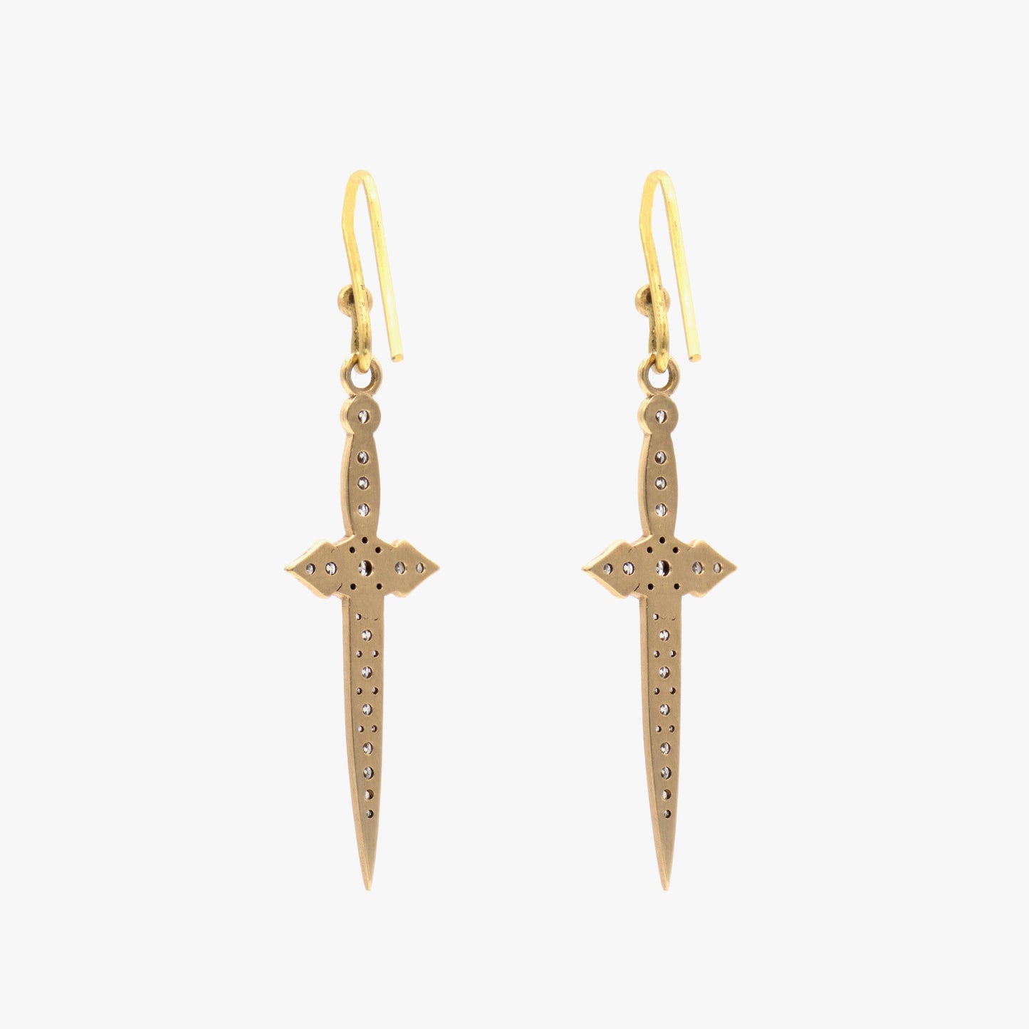 10K Gold and Diamond Dagger Earrings