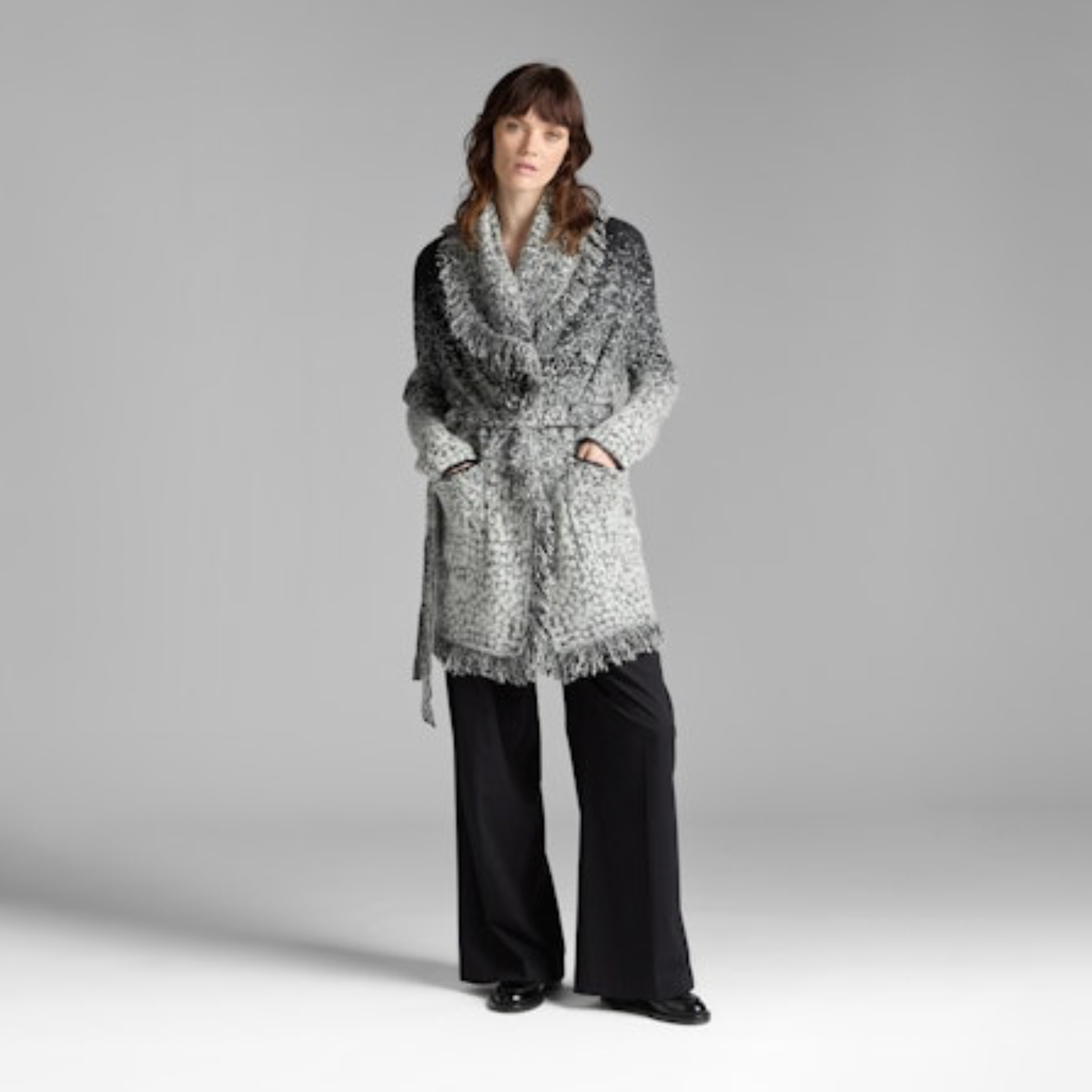 Jacquard Shawl Neck Cardigan