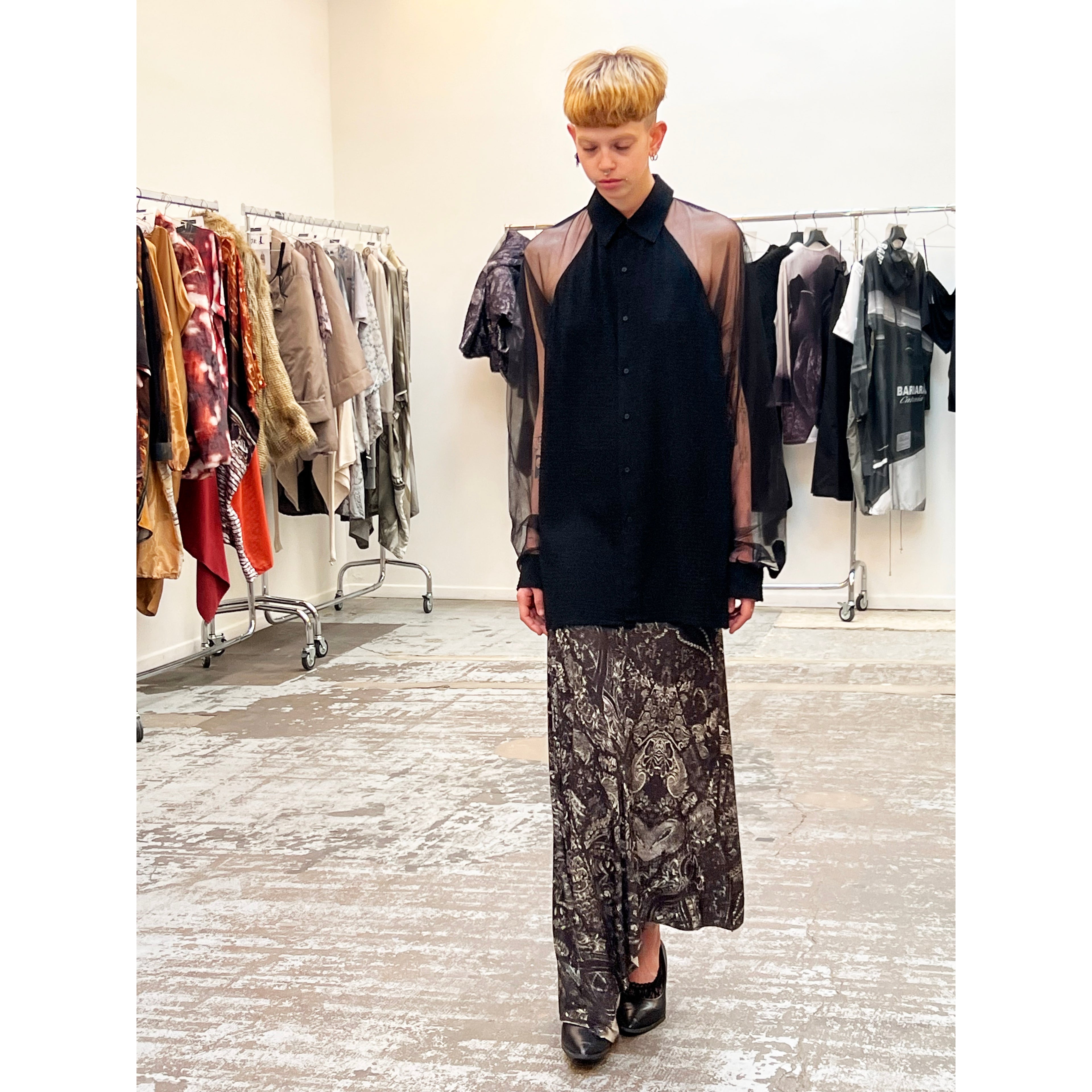 Barbara Bologna Dark Print Skirt and Dress