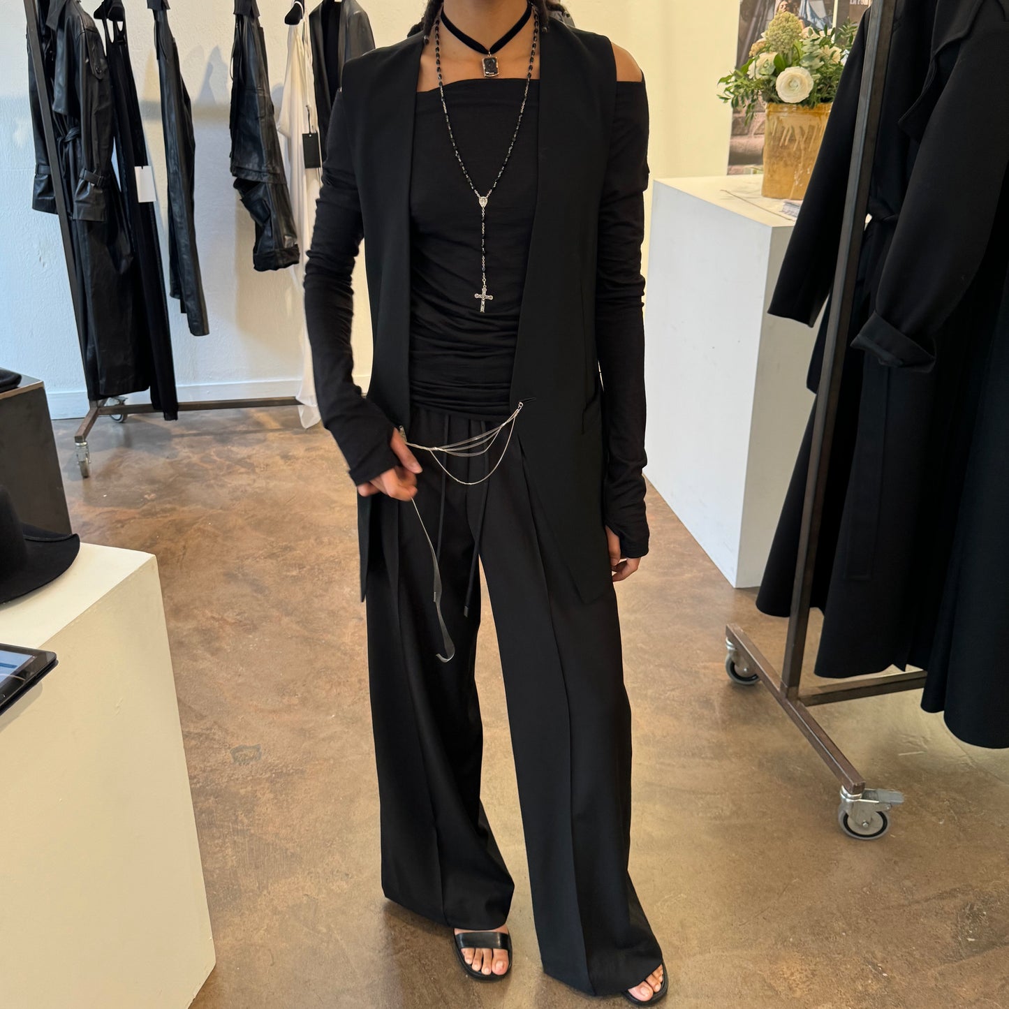 Straight Wide Leg Wool Pants