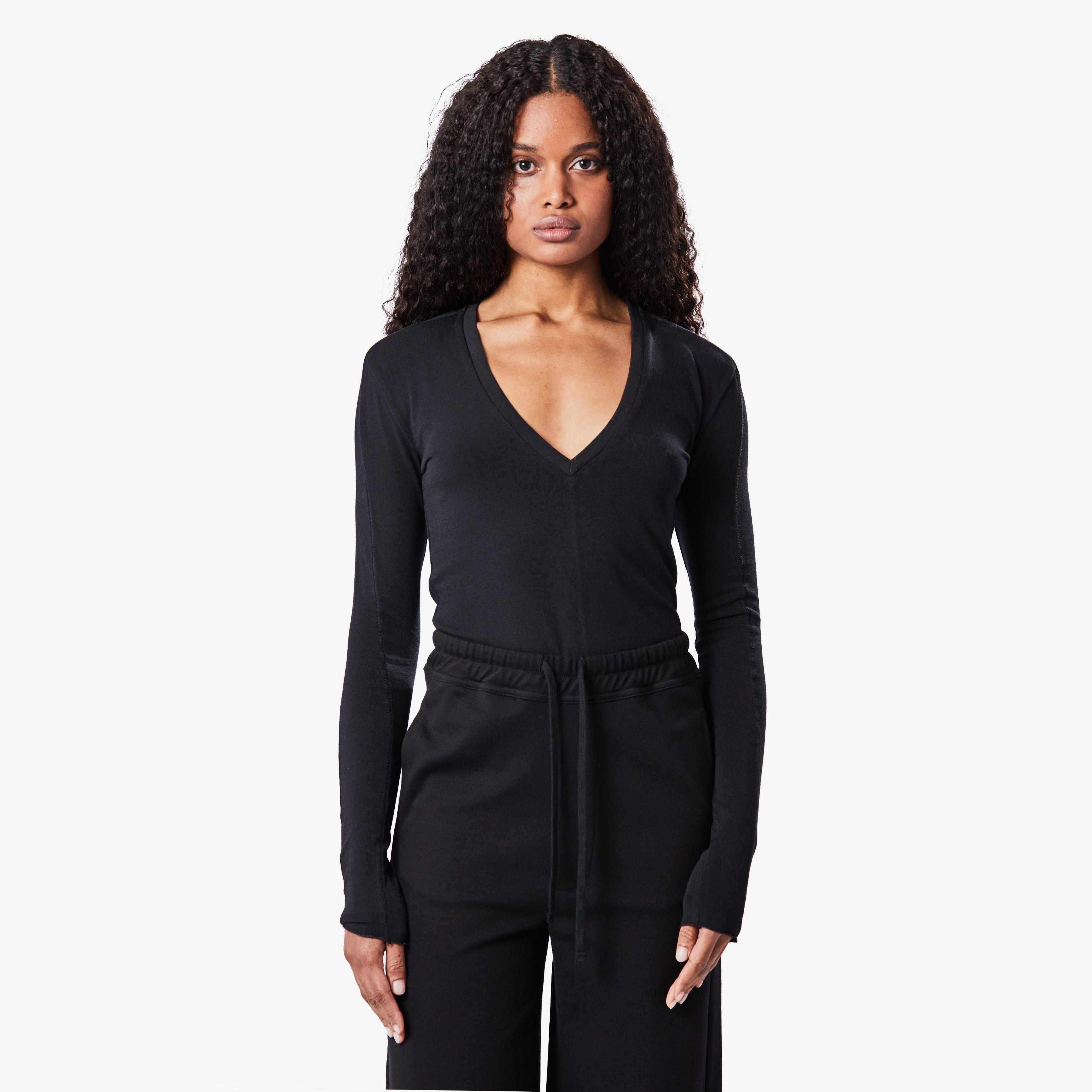 Thom Krom Long Sleeve V Neck T Shirt