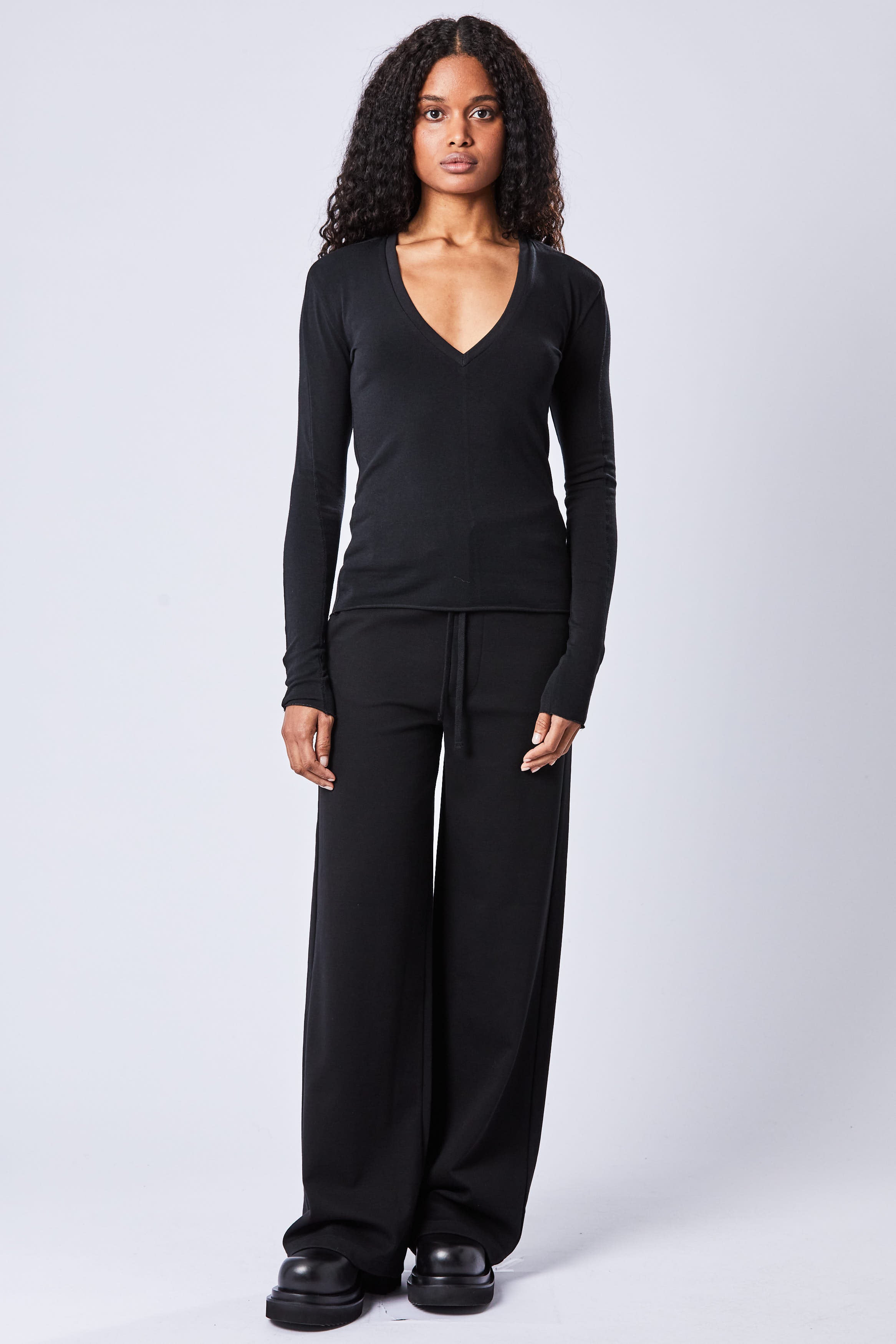 Thom Krom Long Sleeve V Neck T Shirt