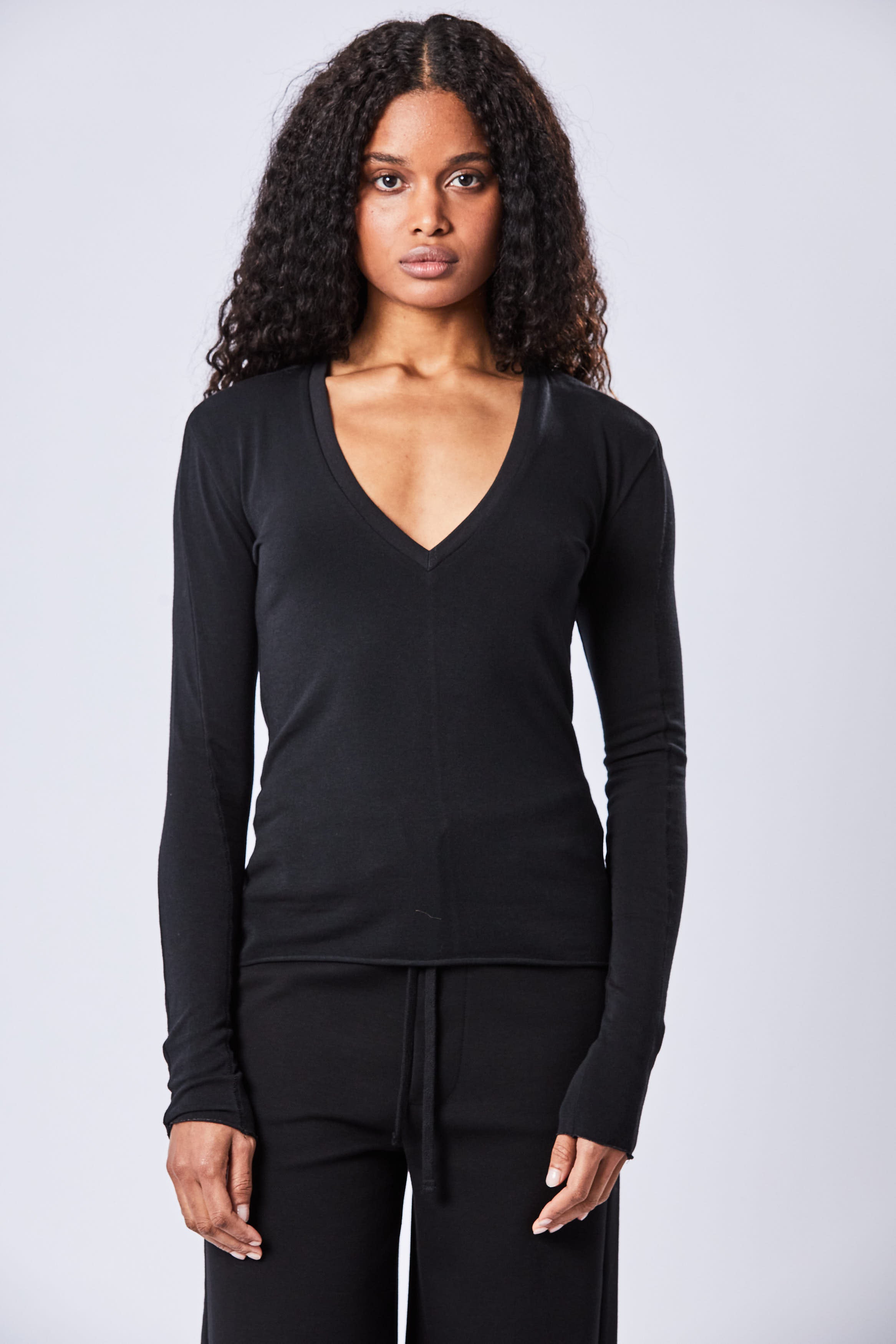 Thom Krom Long Sleeve V Neck T Shirt