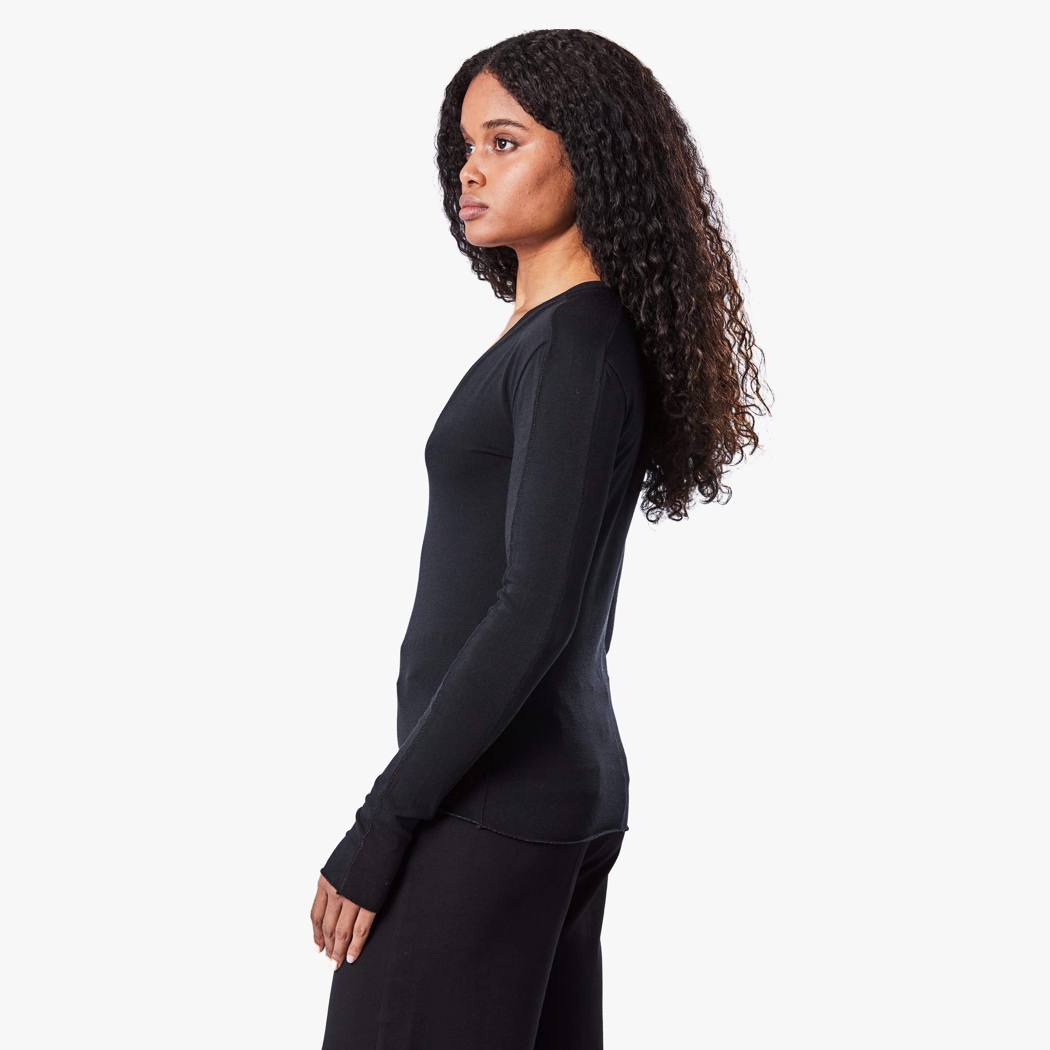Thom Krom Long Sleeve V Neck T Shirt