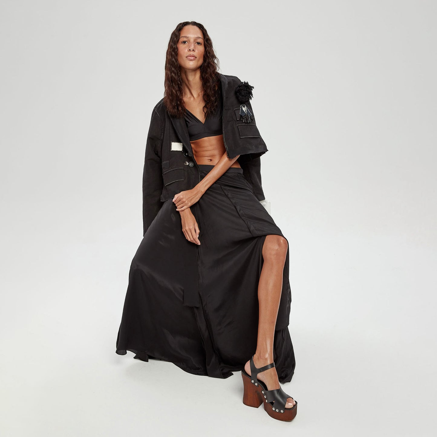 Silk Viscose Maxi Skirt