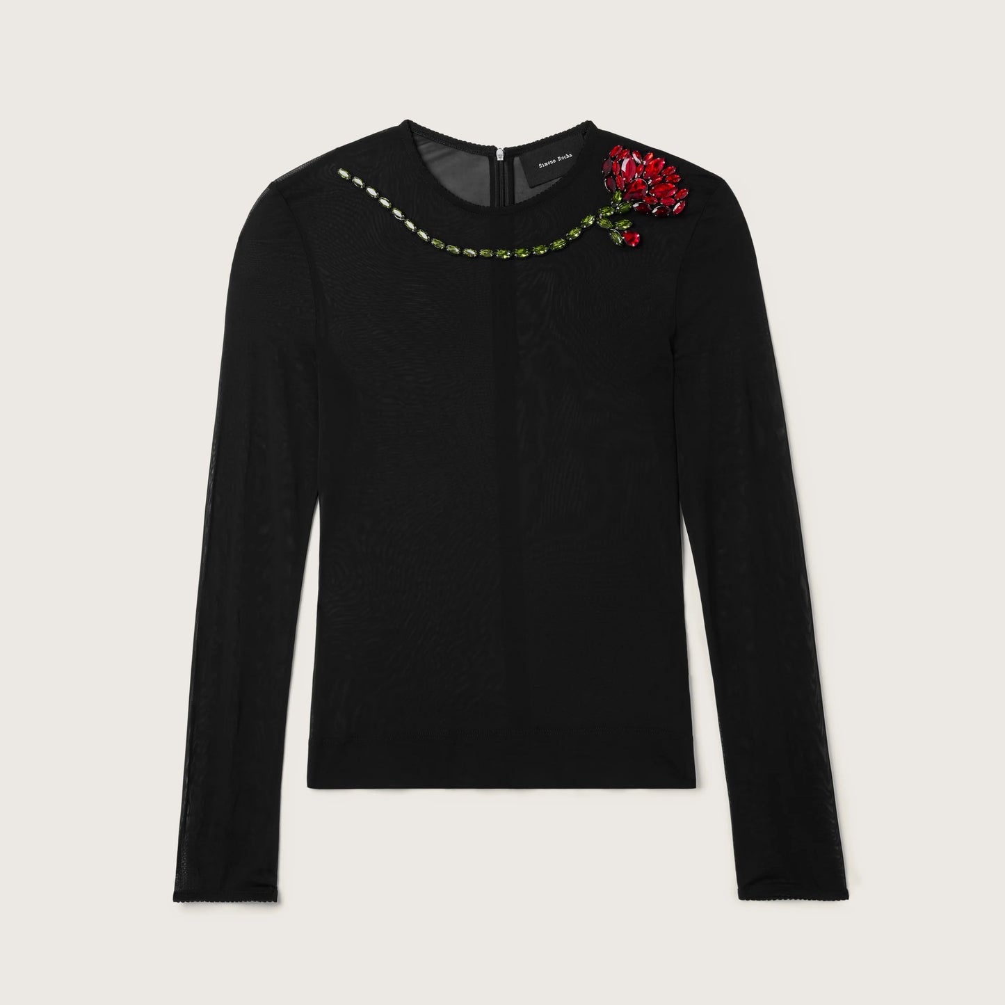 Embellished Carnation Mesh Top