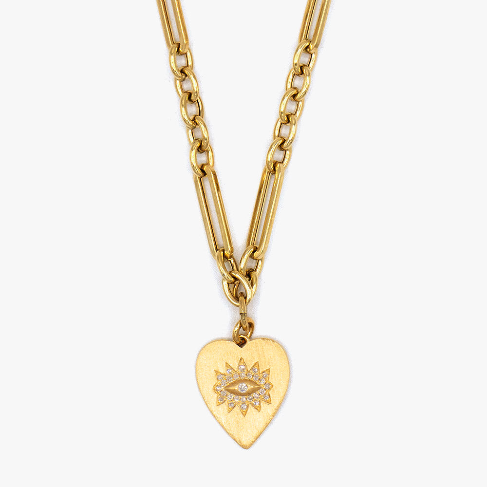 AM Studio Gold Heart and Eye Necklace
