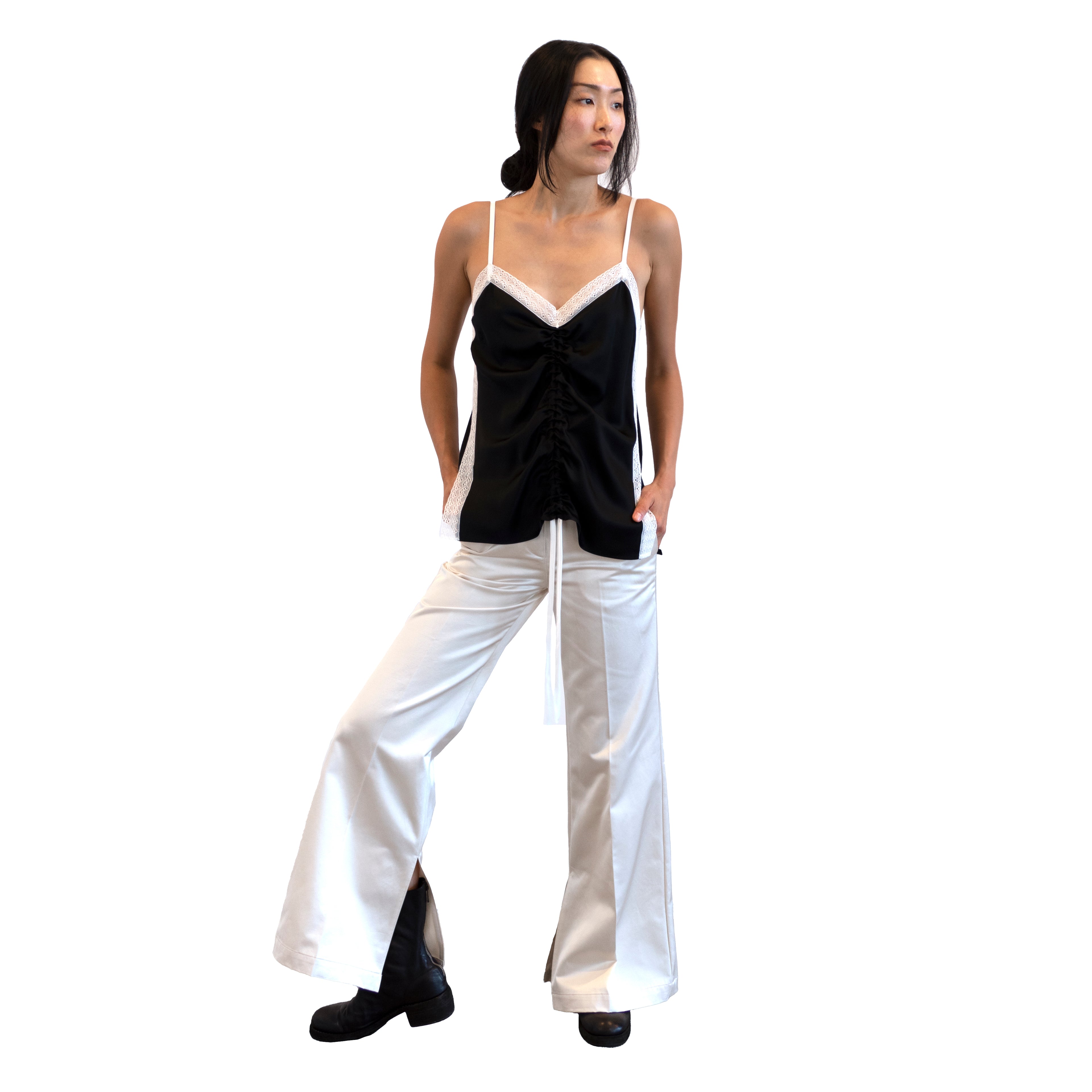 Nude Wide Satin Trousers