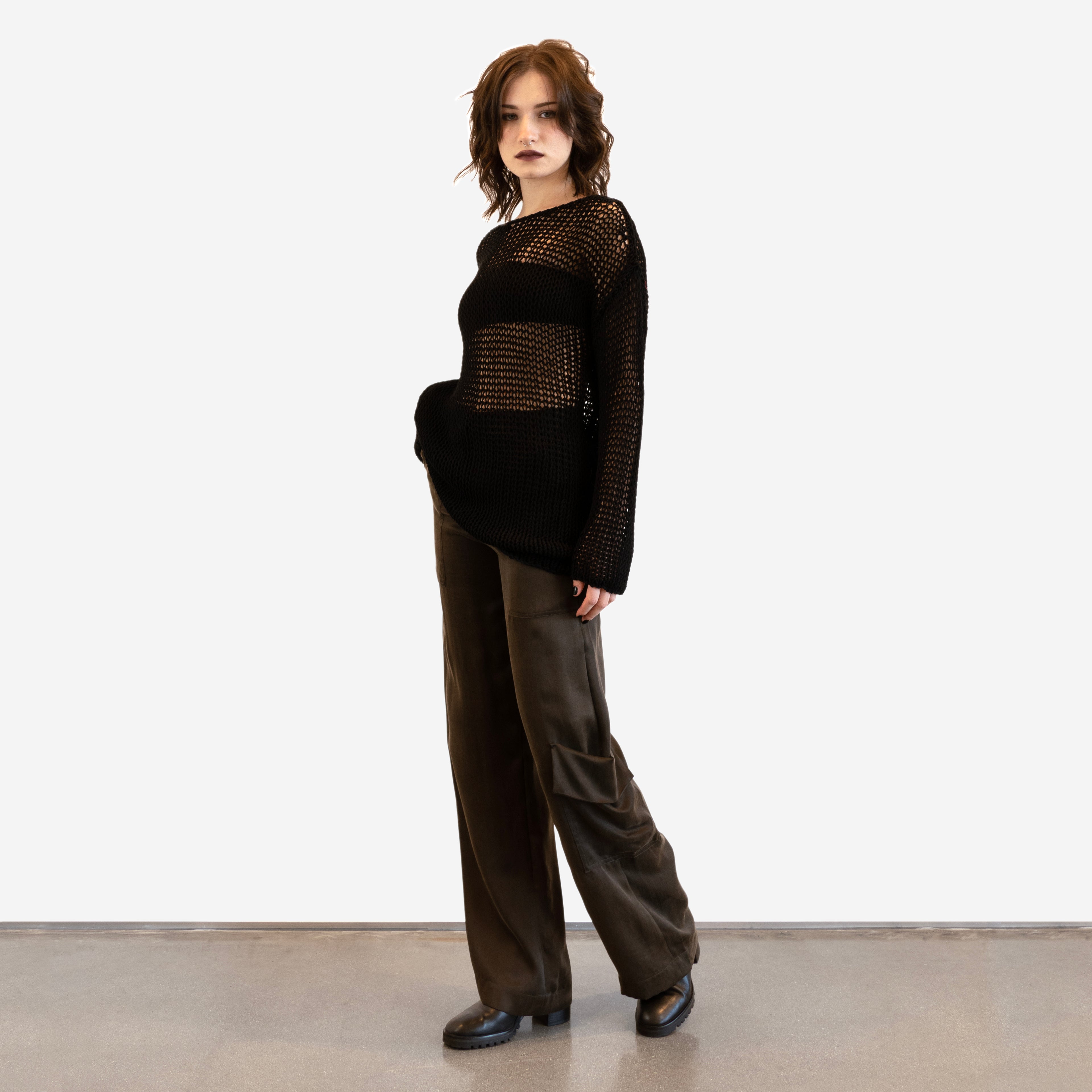 Isabel Benenato Cotton Mesh Knit Sweater