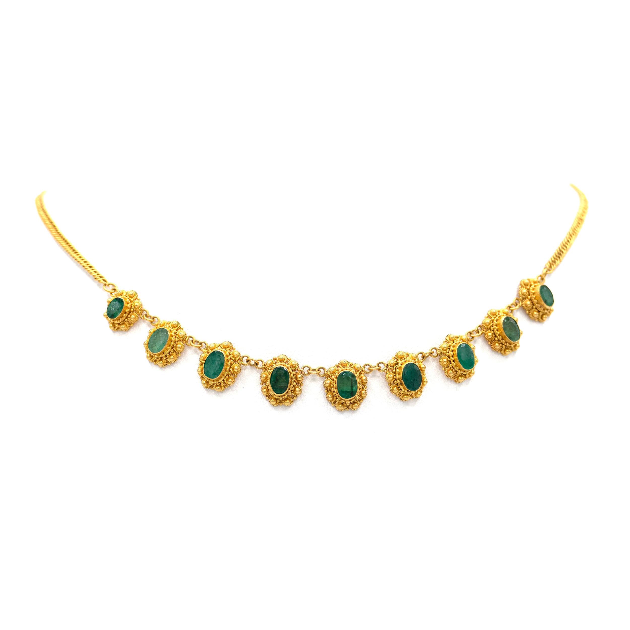 22K Gold and Emerald Necklace