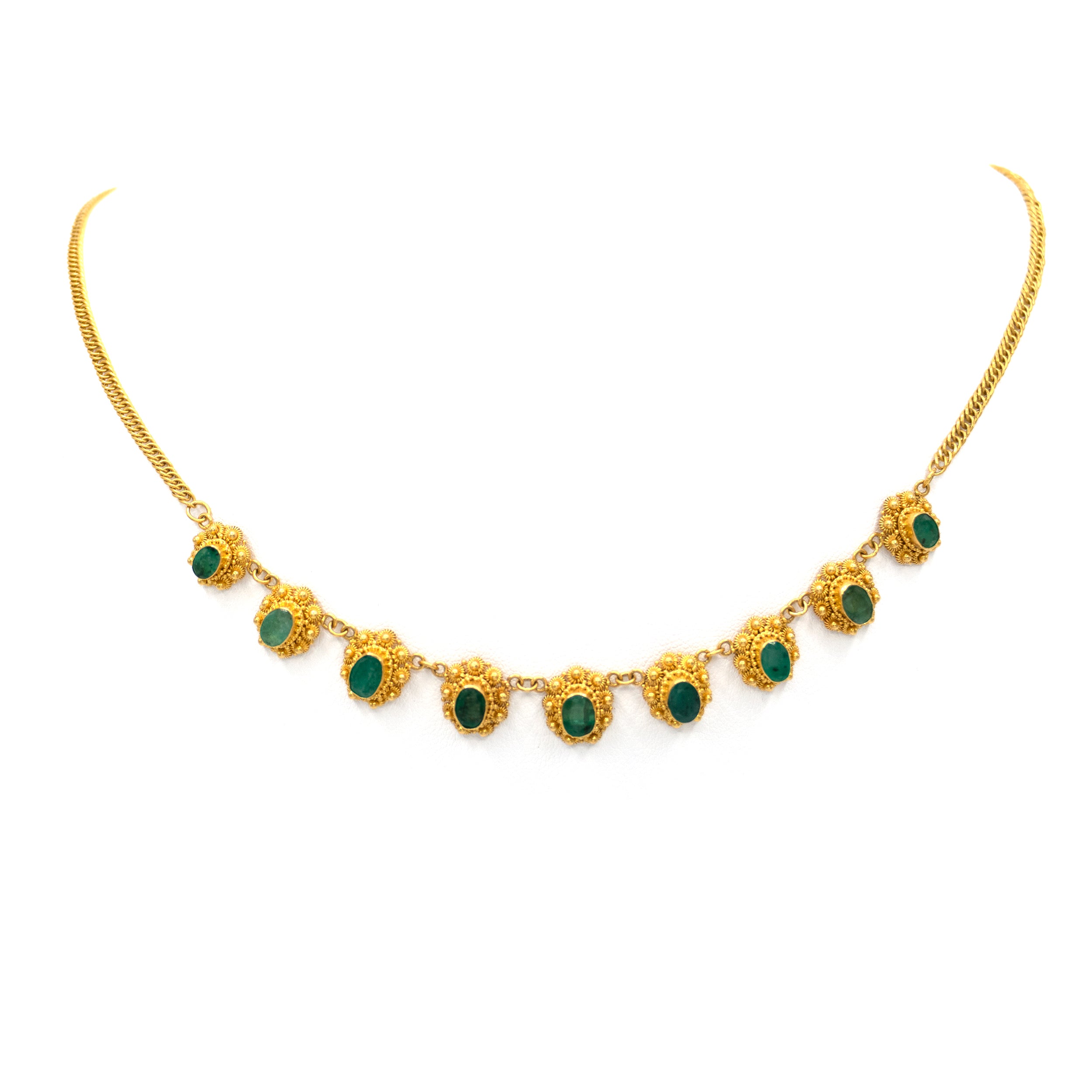 22K Gold and Emerald Necklace