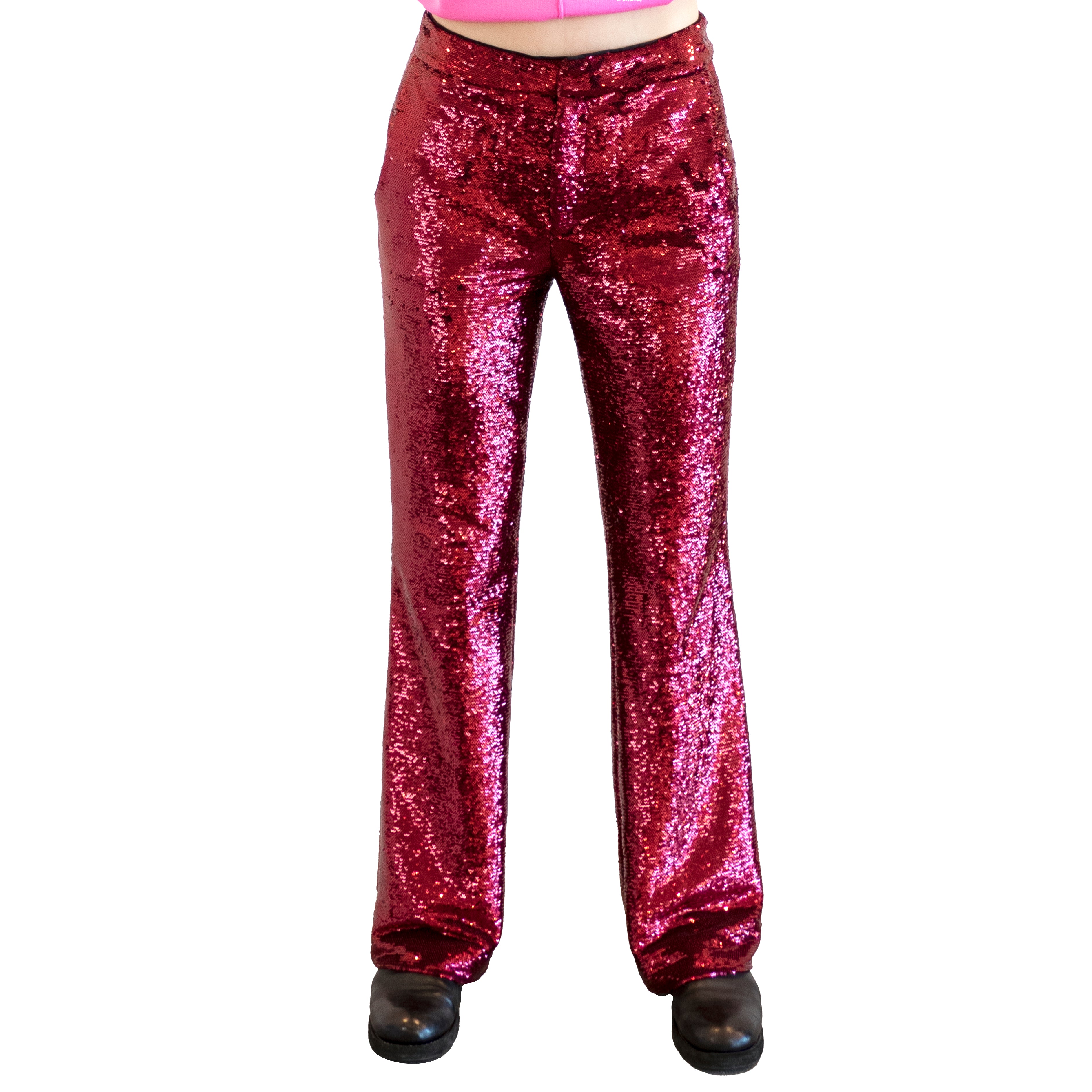 Nude Bordeaux Sequins Wide Trousers