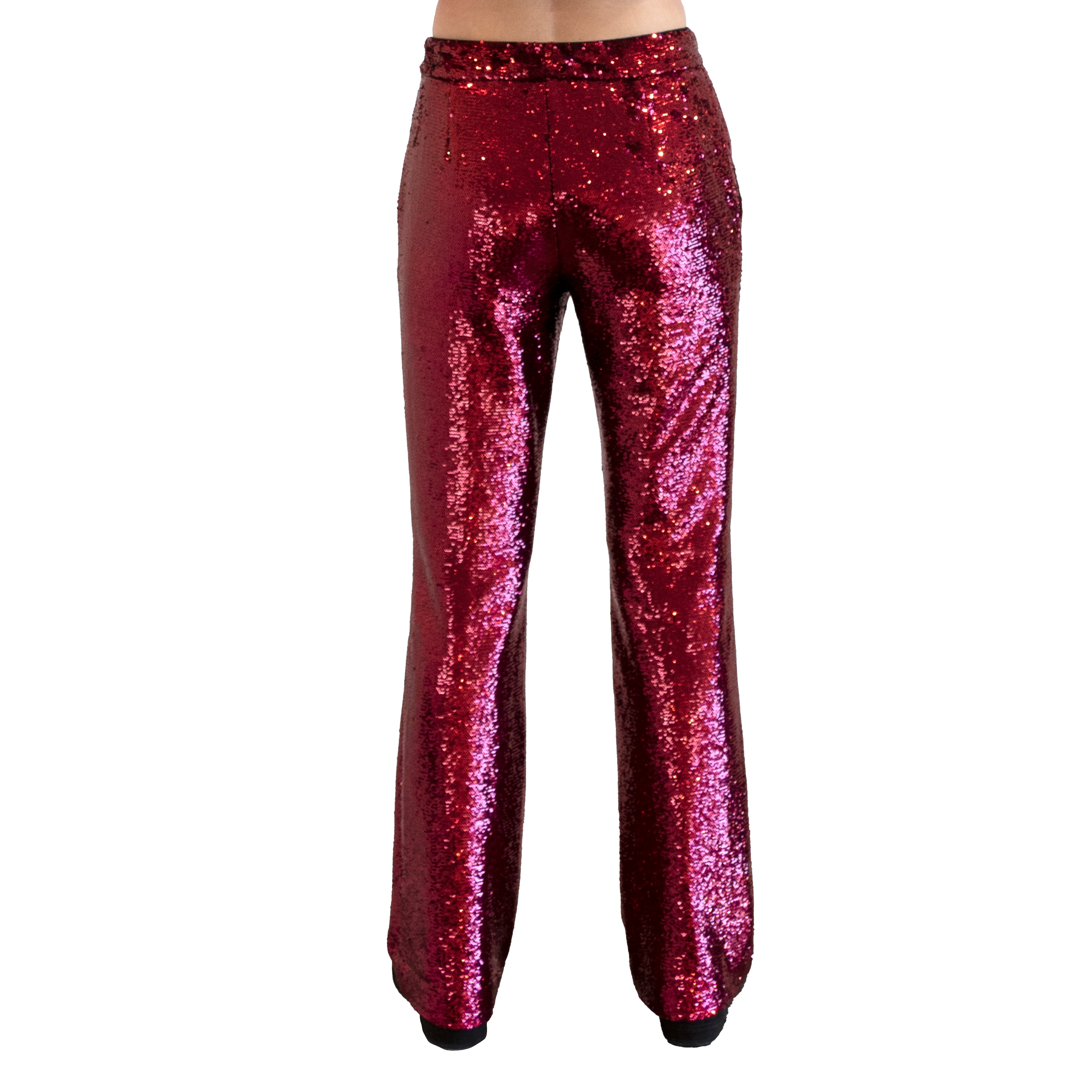 Nude Bordeaux Sequins Wide Trousers