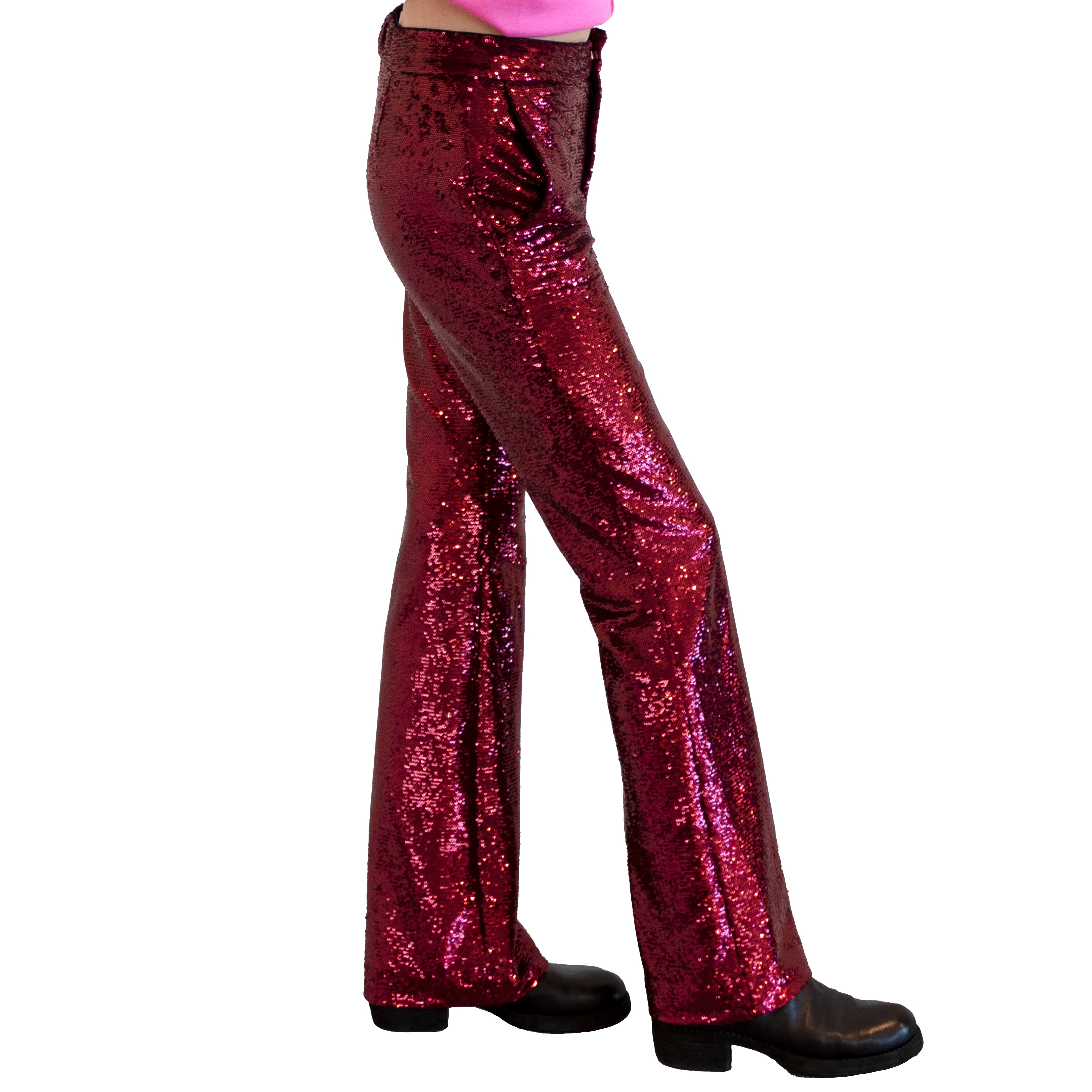 Nude Bordeaux Sequins Wide Trousers