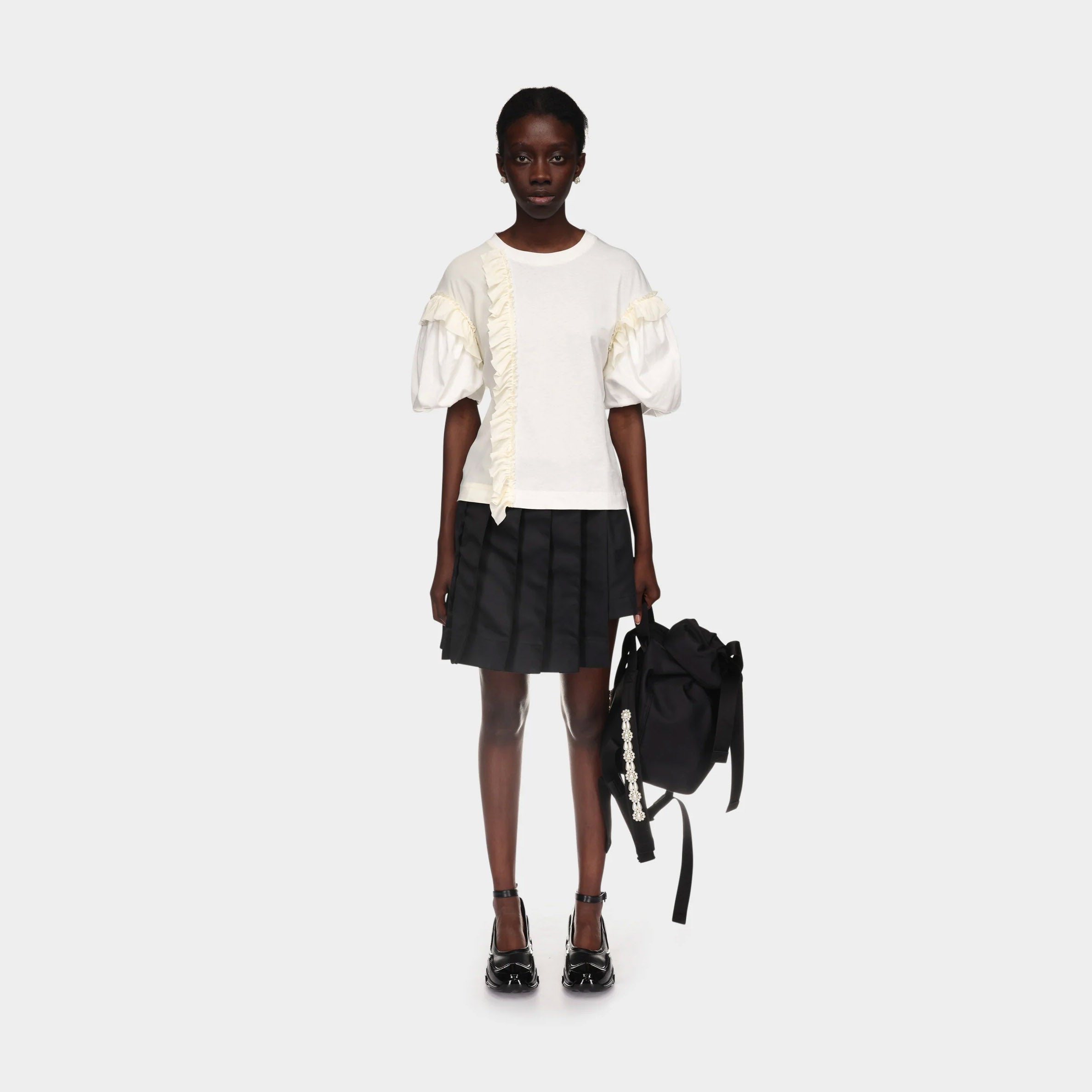 Simone Rocha Puff Sleeve Tee With Ruffles