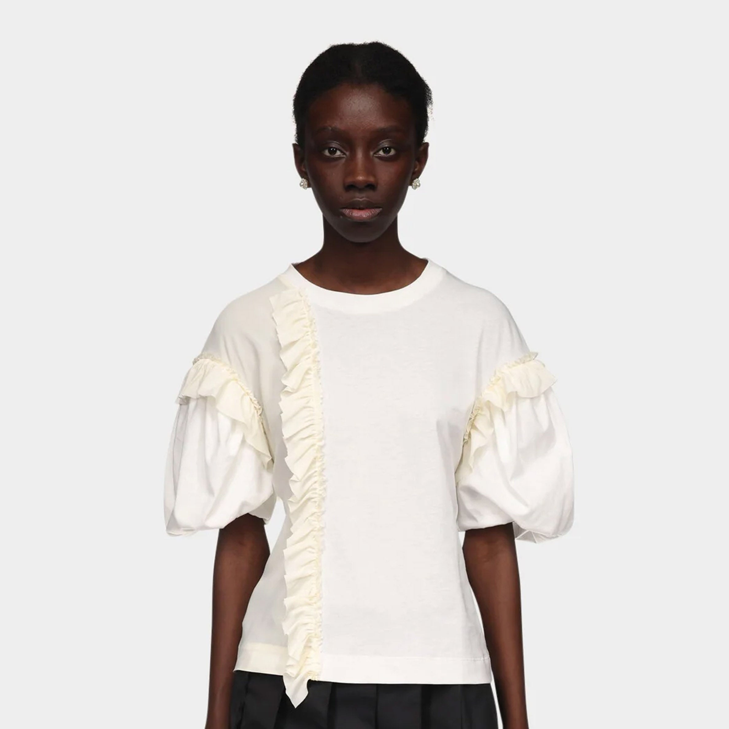Simone Rocha Puff Sleeve Tee With Ruffles